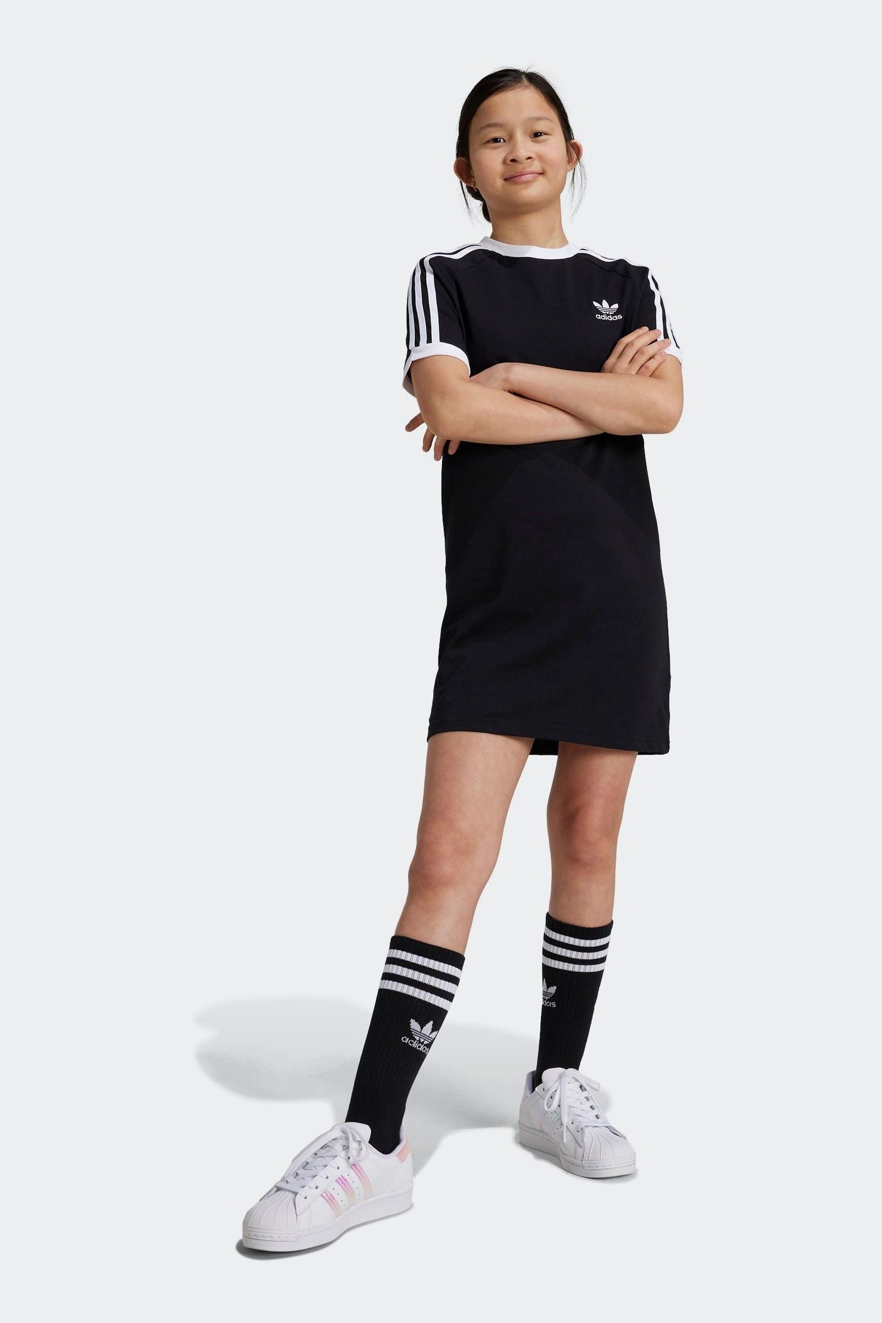 adidas Black Kids 100% Cotton Adicolor T-Shirt Dress