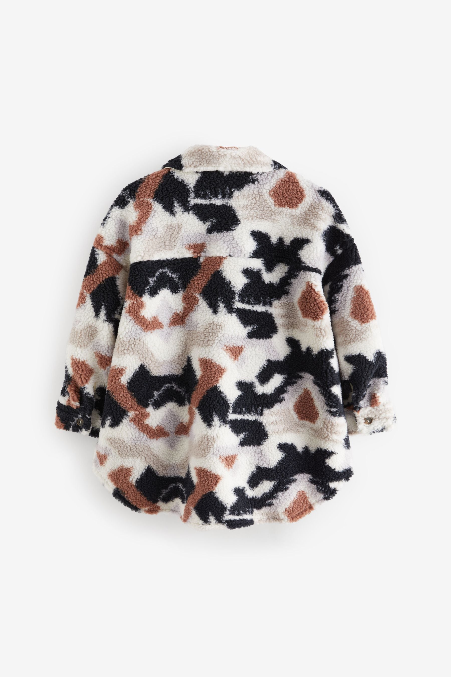 Neutral/Black Print Teddy Borg Fleece Shacket (3-16yrs)