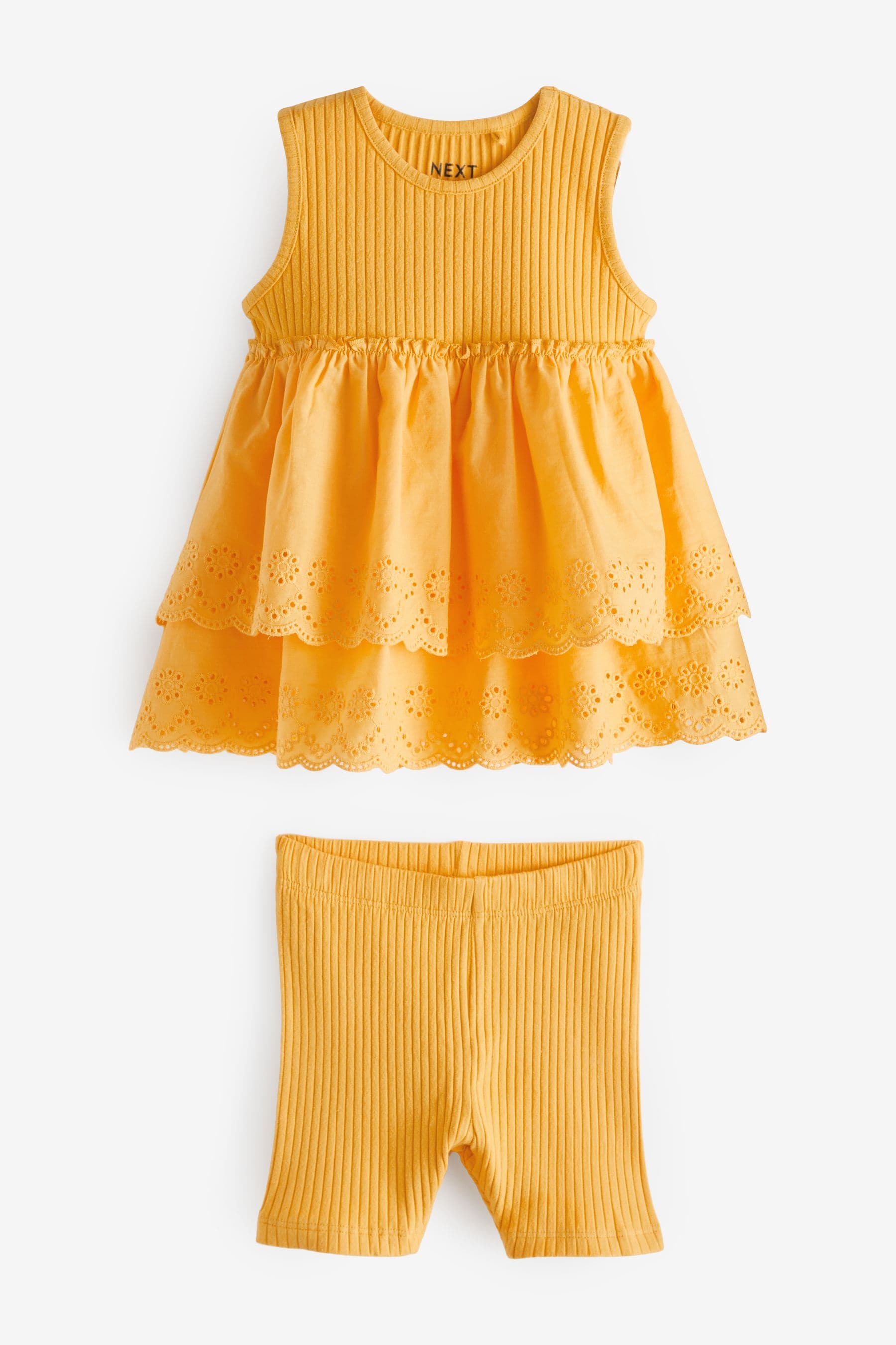 Yellow Yellow Broderie Top and Cycle Short Set (3mths-7yrs)