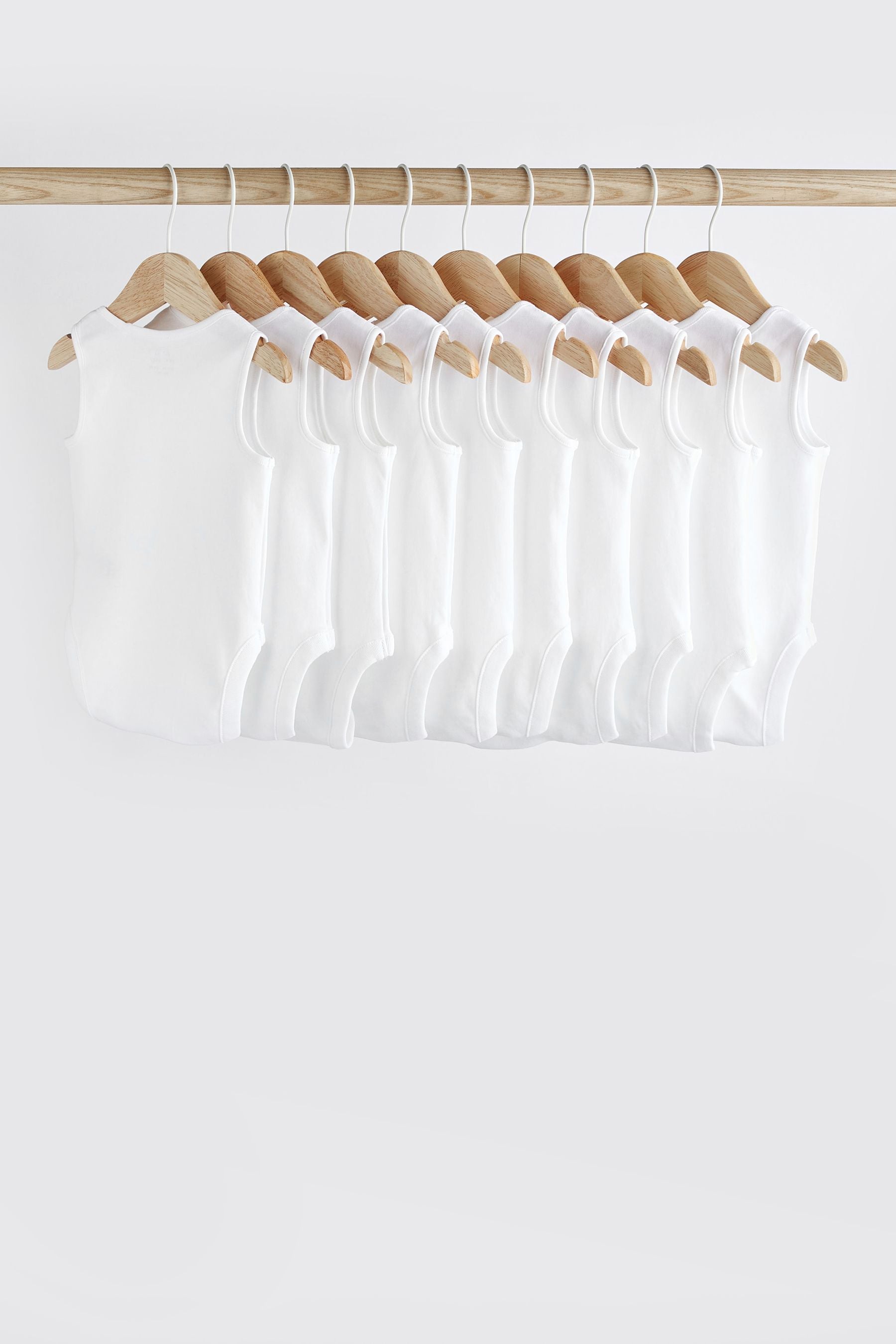 White 10 Pack Baby Vest Bodysuits