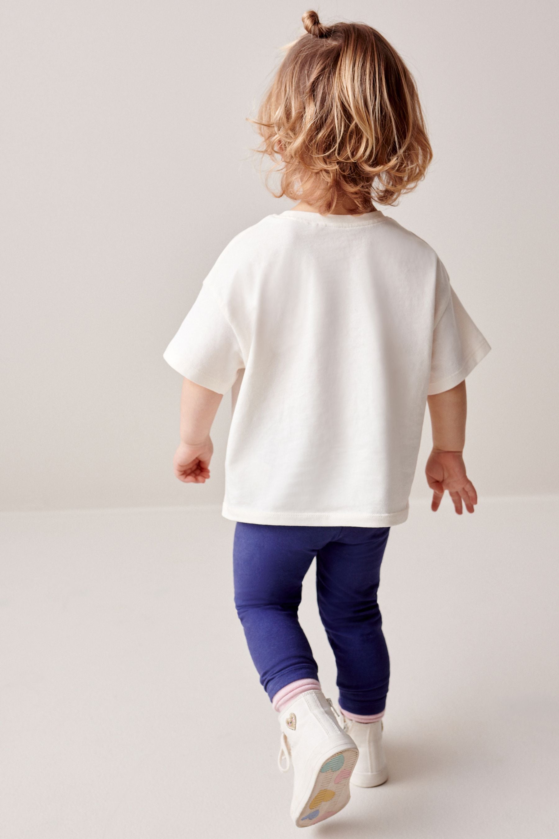 Navy Blue Flower Bee Embellished Leggings (3mths-7yrs)