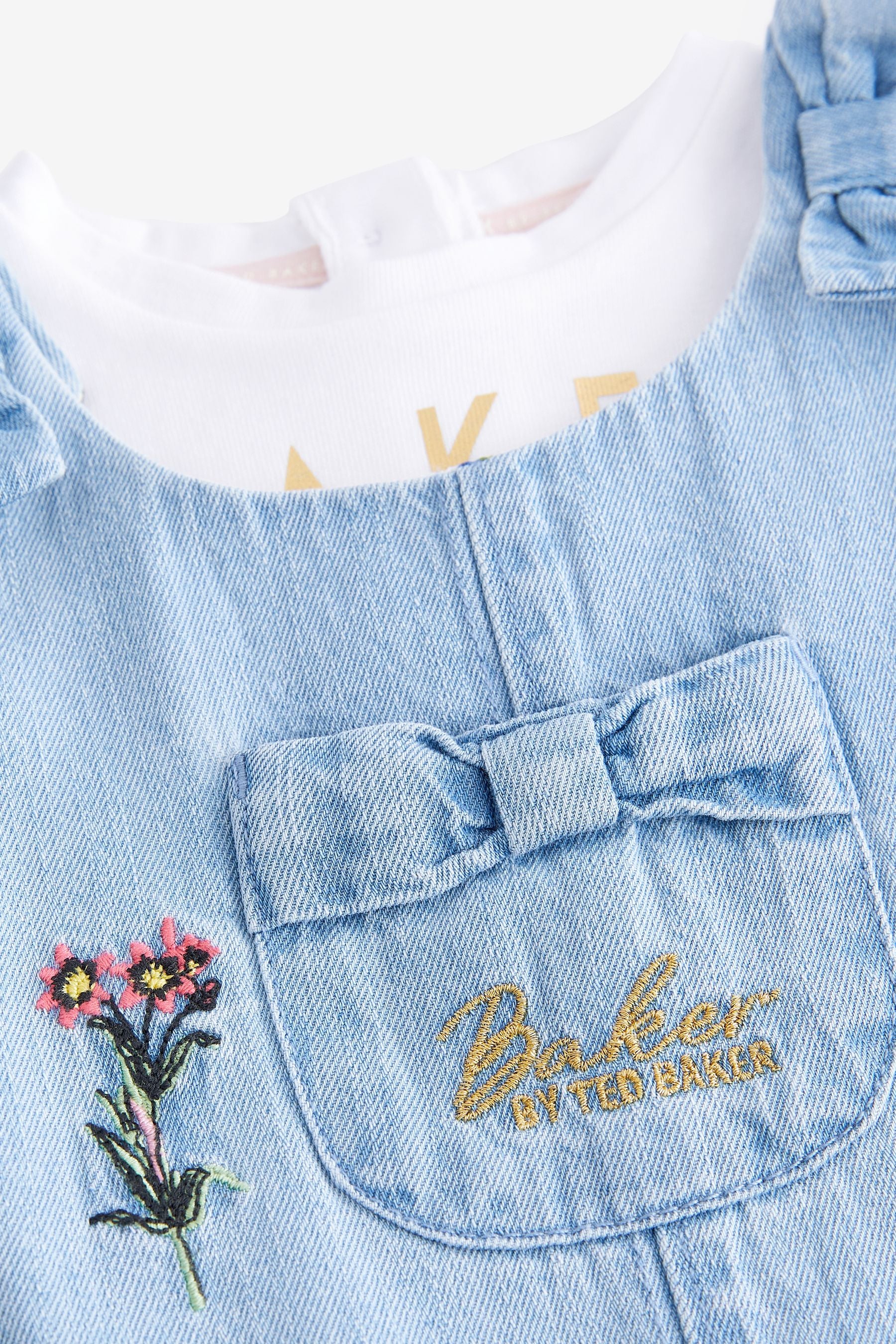 Baker by Ted Baker T-Shirt And Embroidered Denim Dungarees Set