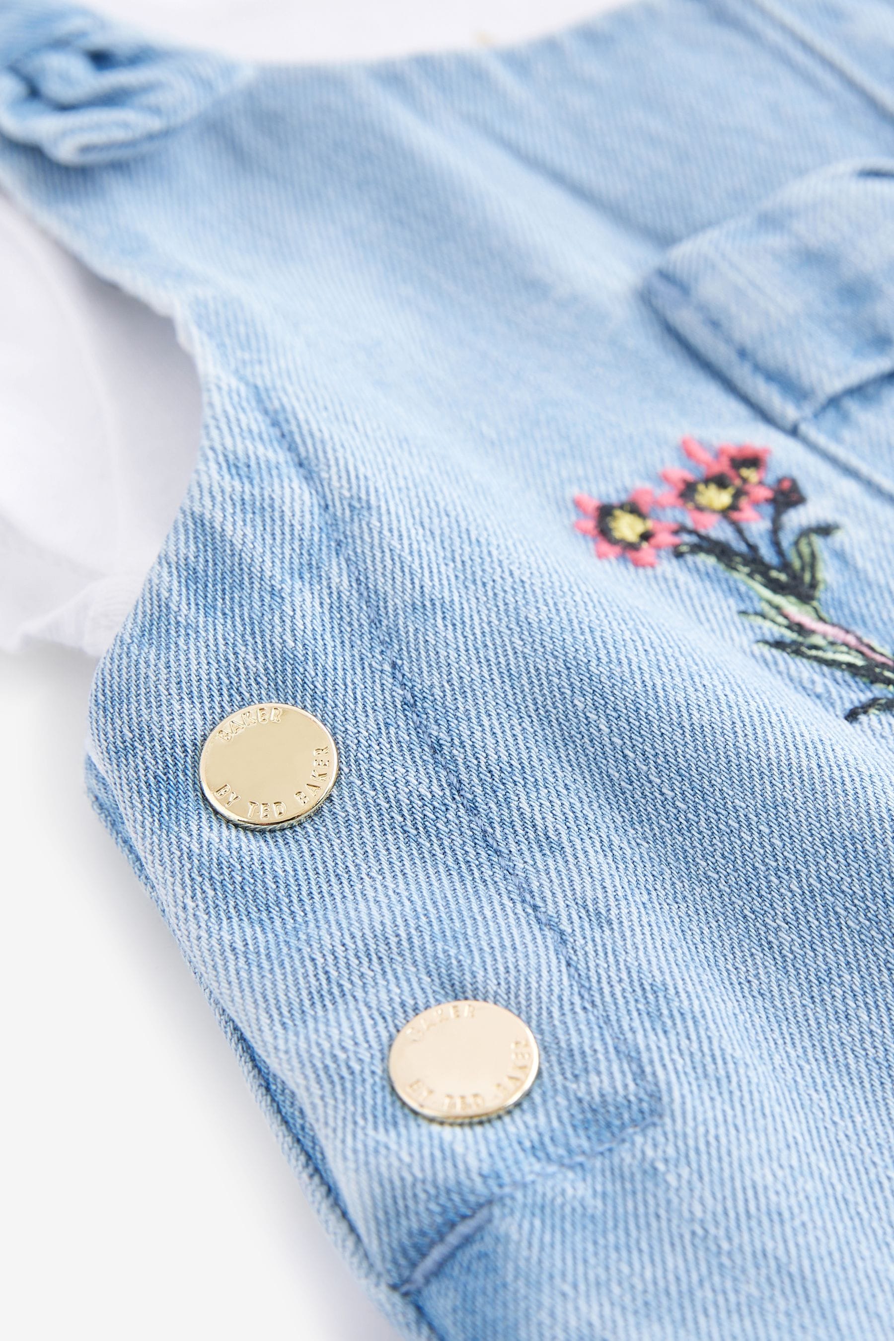 Blue Baker by Ted Baker T-Shirt And Embroidered Denim Dungarees Set