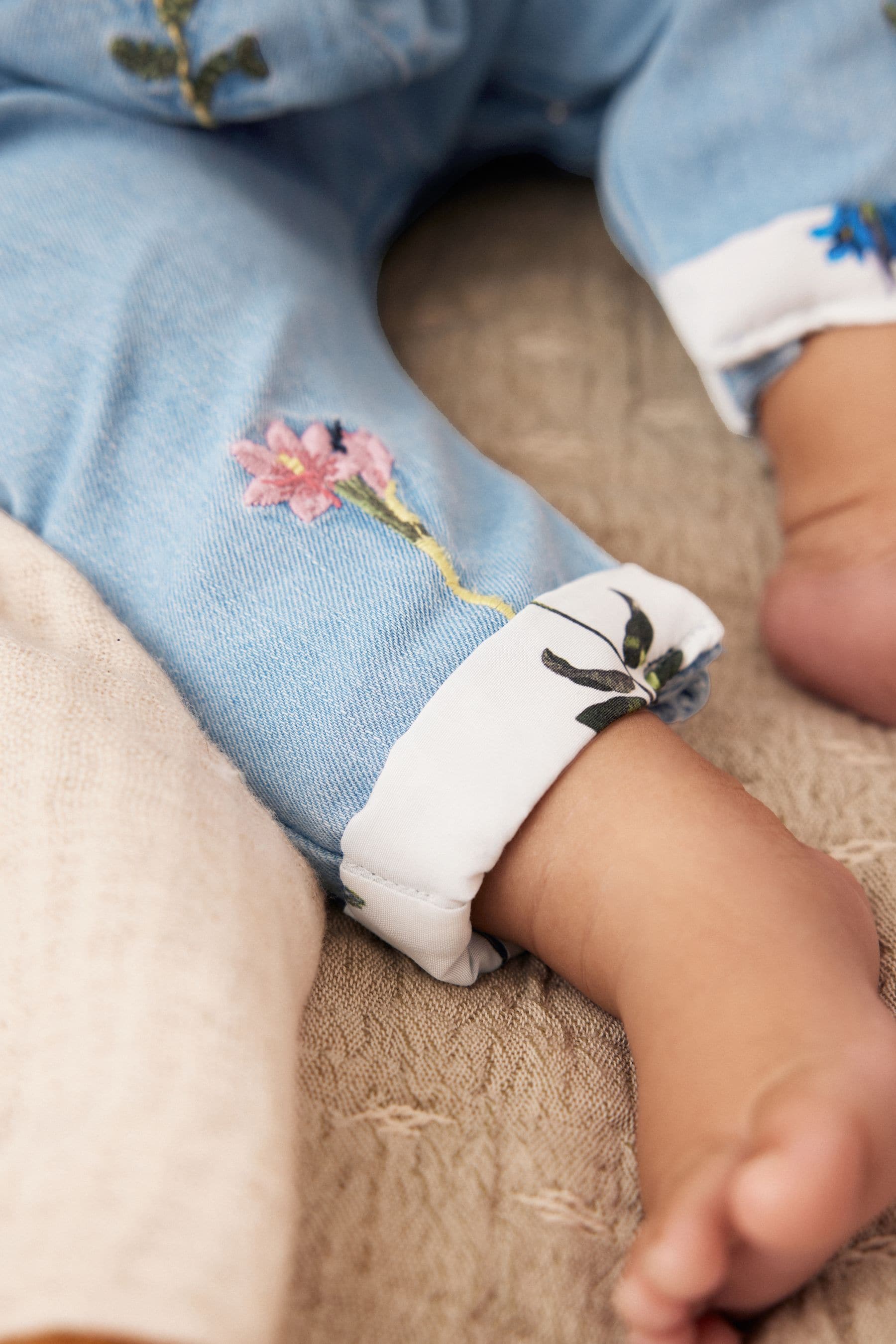 Blue Baker by Ted Baker T-Shirt And Embroidered Denim Dungarees Set