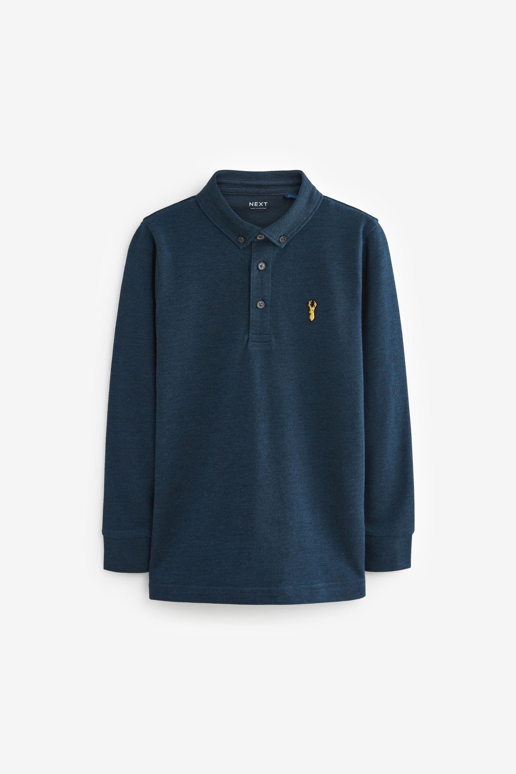 Navy Blue Long Sleeve Polo Shirt (3-16yrs)