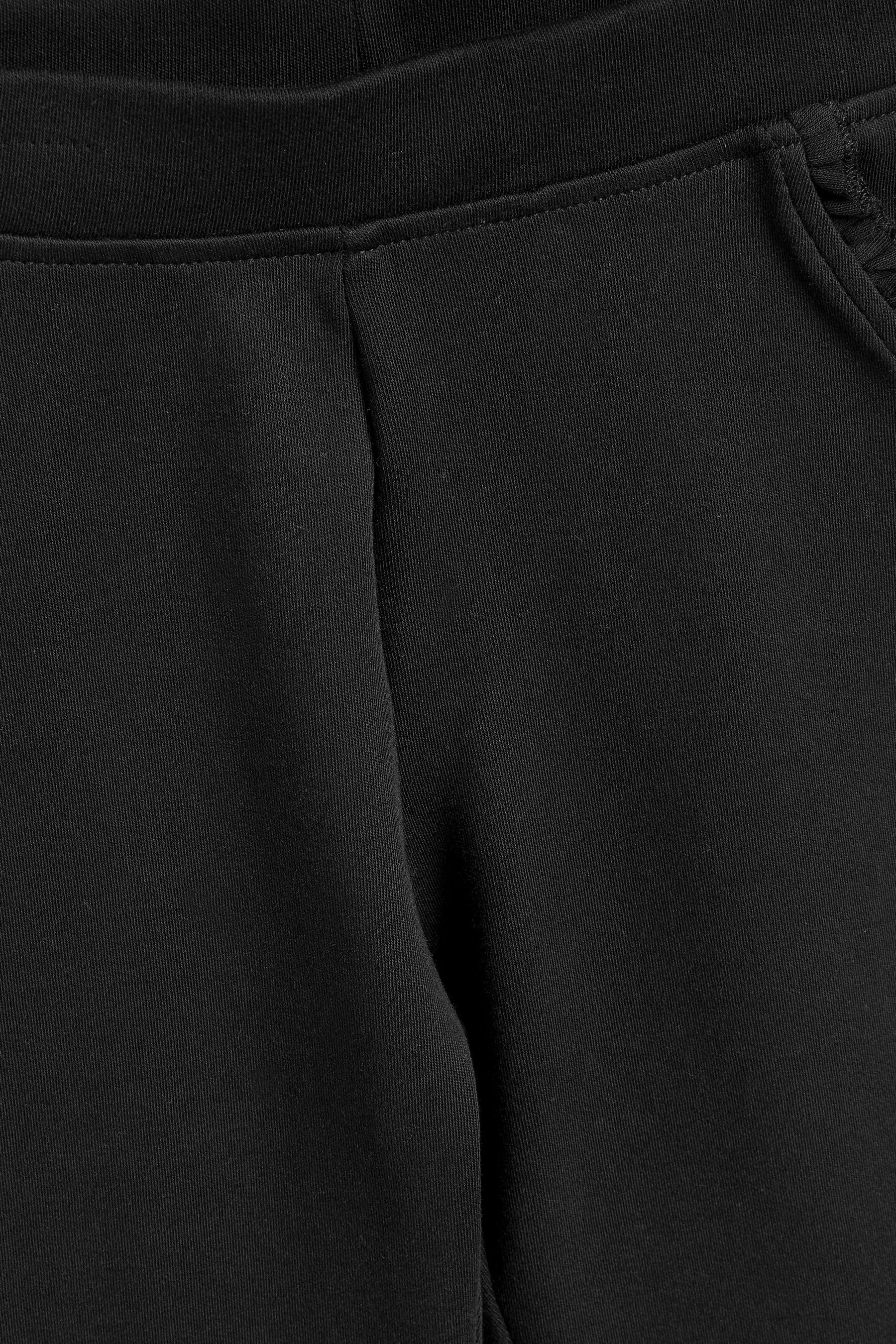 Black Cotton Rich Jersey Stretch Pull-On Frill Detail School Trousers (3-16yrs)