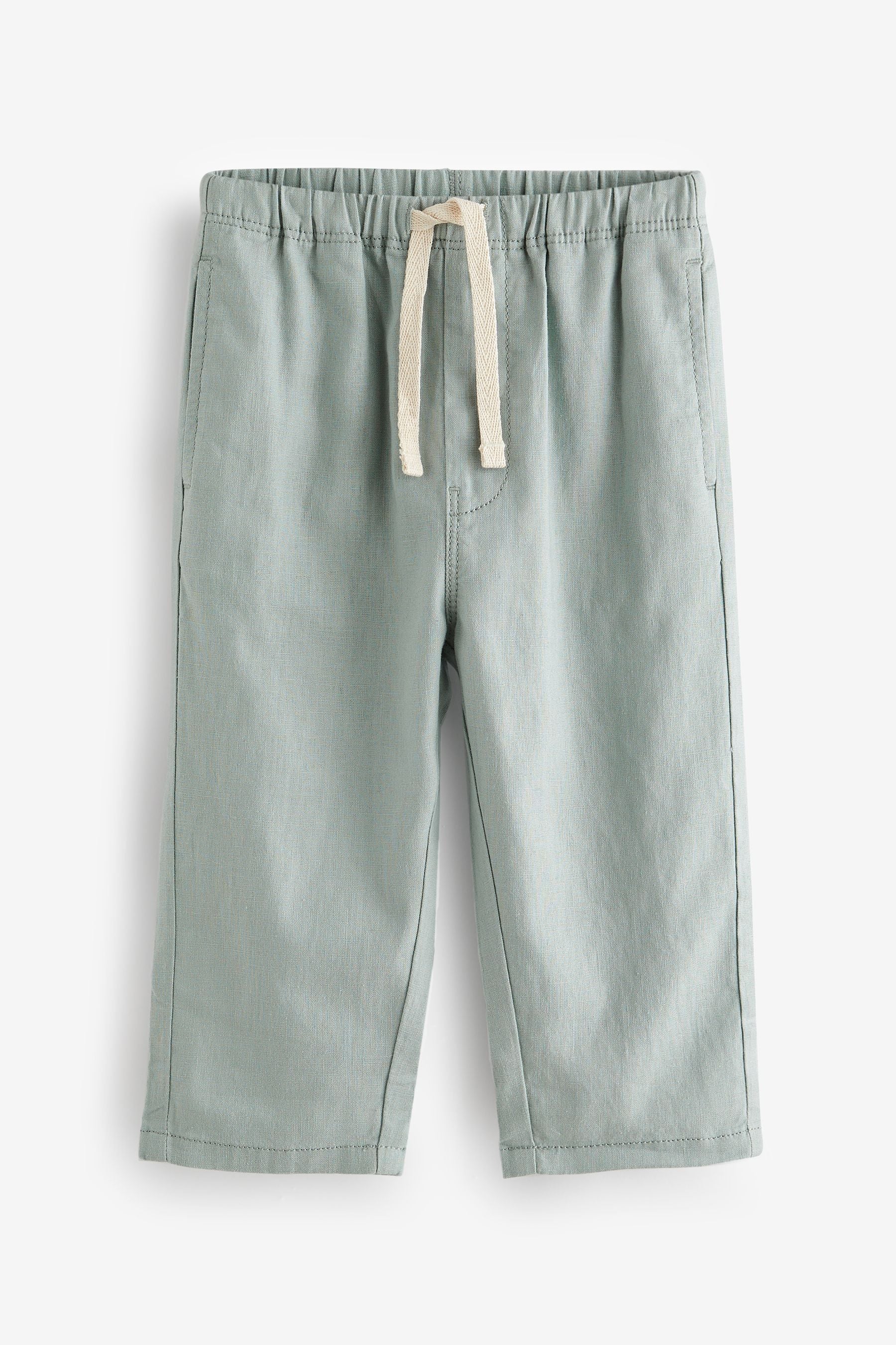 Sage Green Loose Fit Pull-On Linen Blend Trousers (3mths-7yrs)