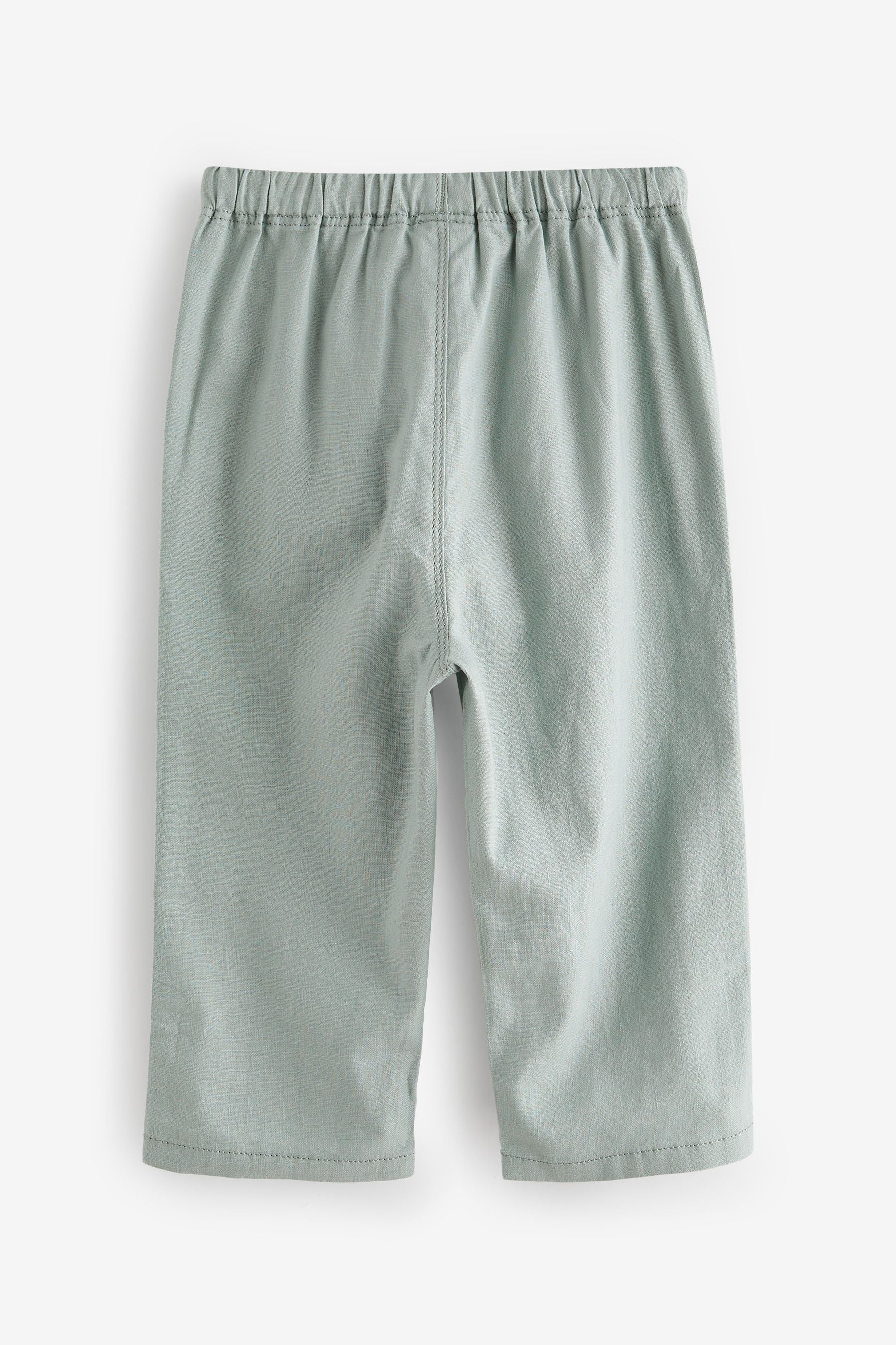 Sage Green Loose Fit Pull-On Linen Blend Trousers (3mths-7yrs)