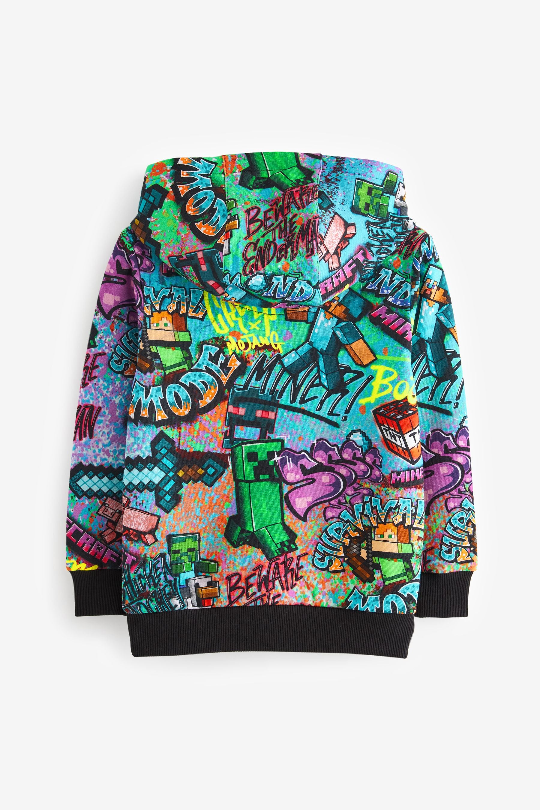 Black/Green Minecraft Graffiti Hoodie (3-16yrs)