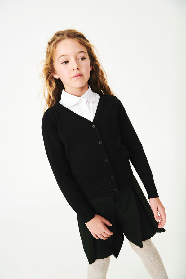 Black Cotton Rich School V-Neck Cardigan (3-16yrs)