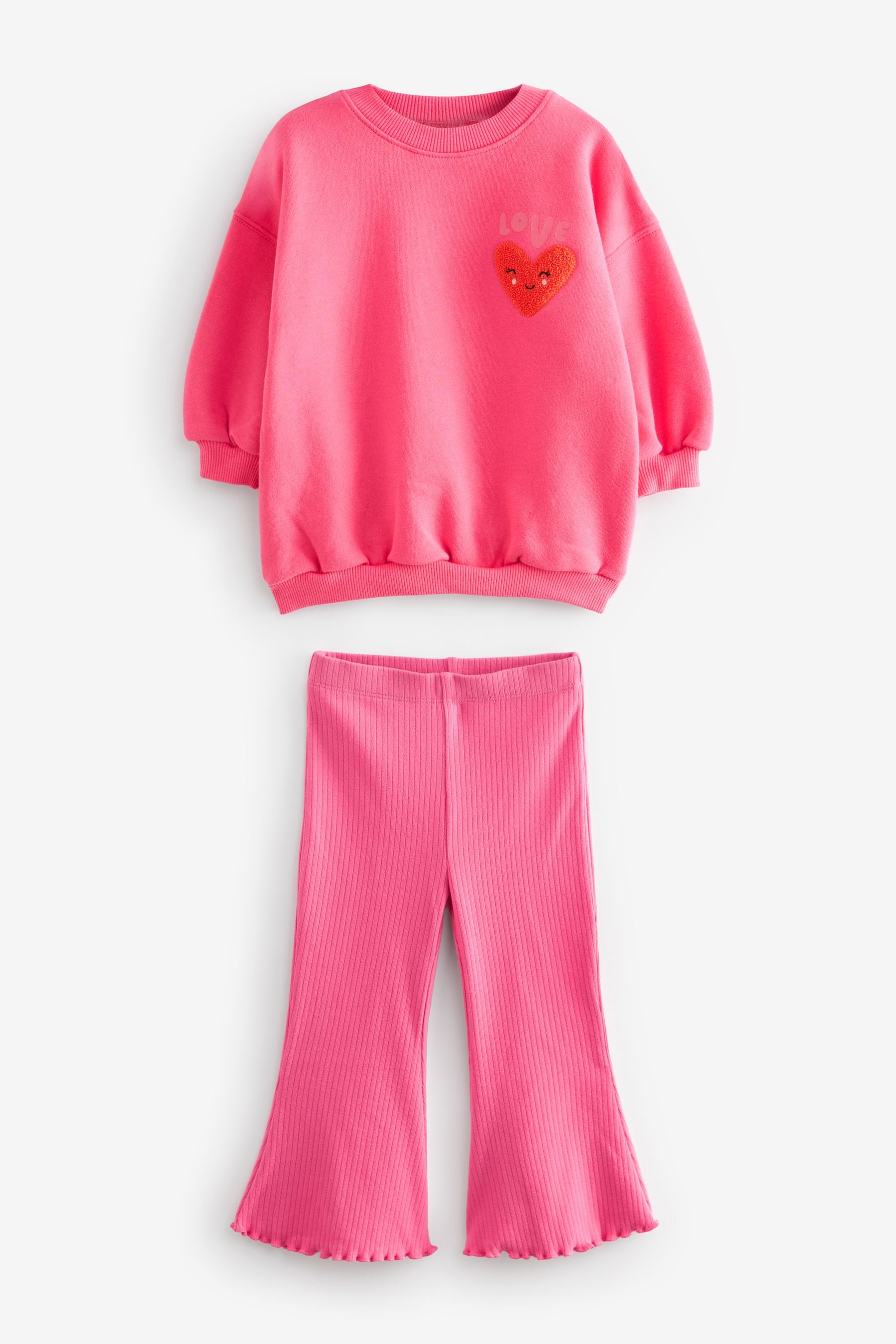 Pink Sweatshirt and Flared Leggings Set (3mths-7yrs)