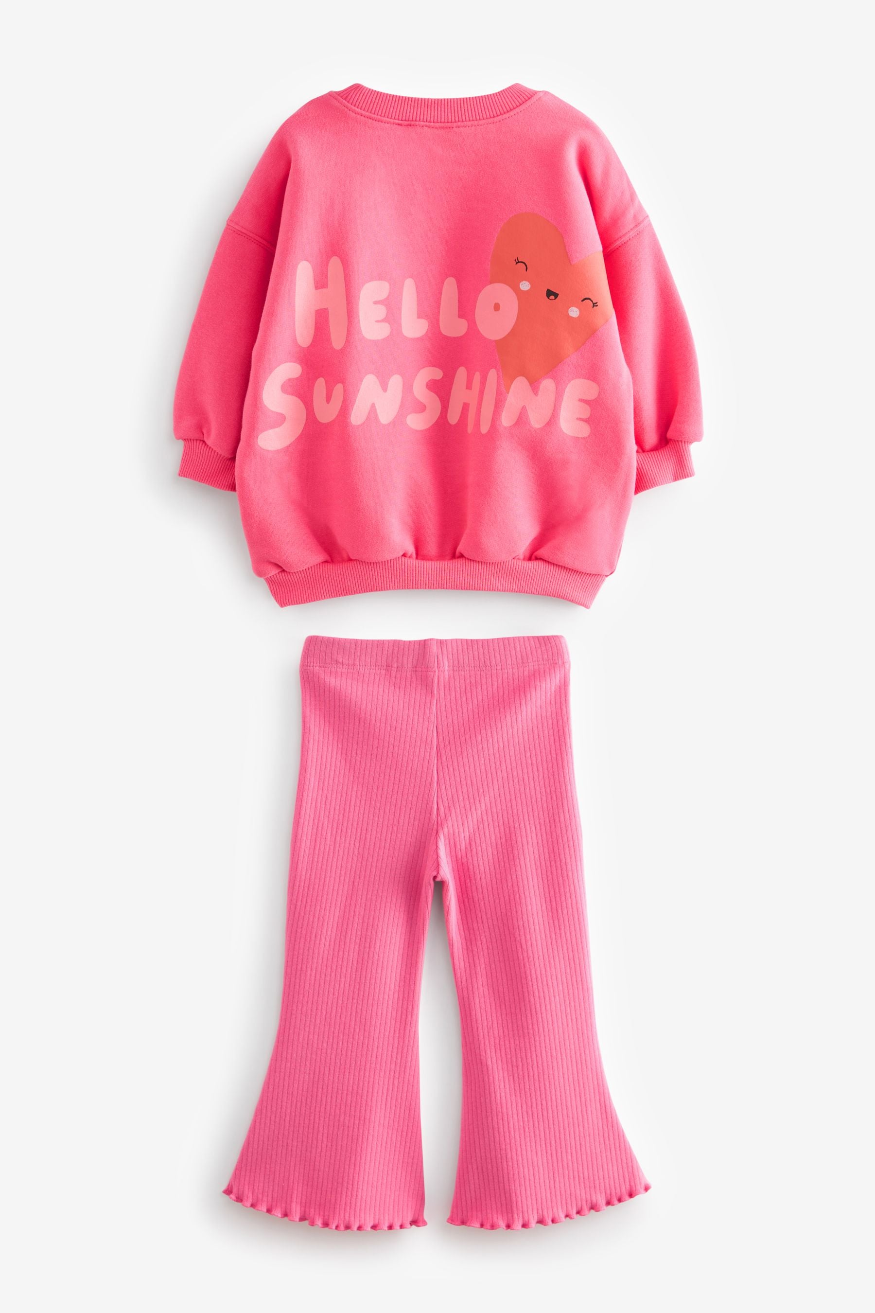 Pink Sweatshirt and Flared Leggings Set (3mths-7yrs)