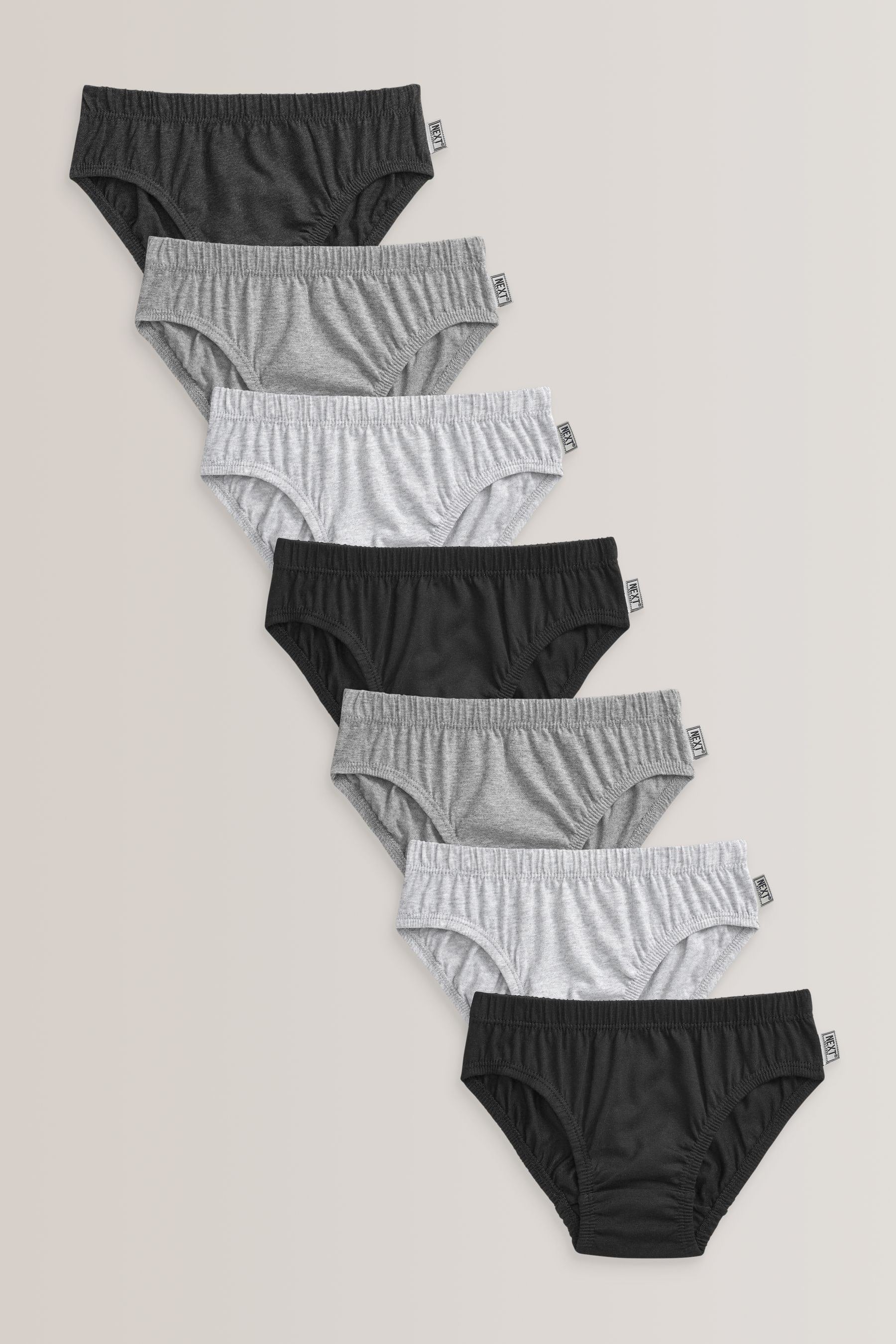 Black/Grey 100% Cotton Briefs 7 Pack (1.5-16yrs)