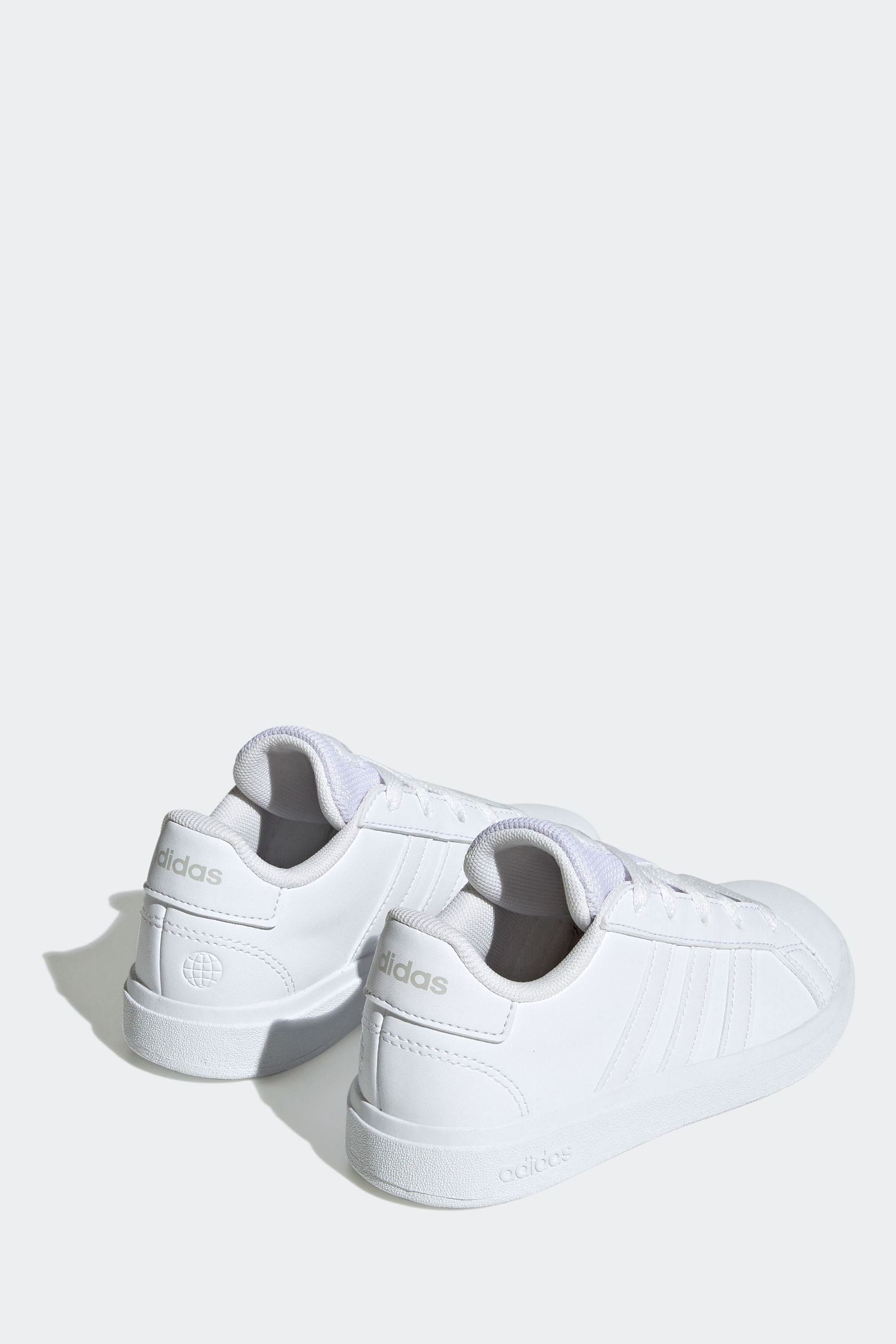 White adidas Kids Sportswear Grand Court Lifestyle Tennis Lace-Up Trainers