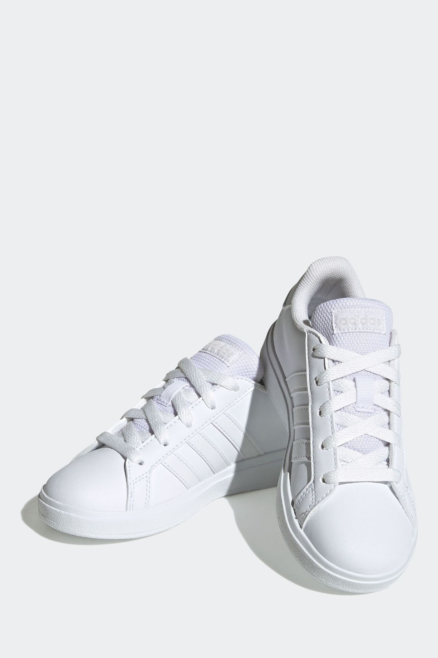 White adidas Kids Sportswear Grand Court Lifestyle Tennis Lace-Up Trainers