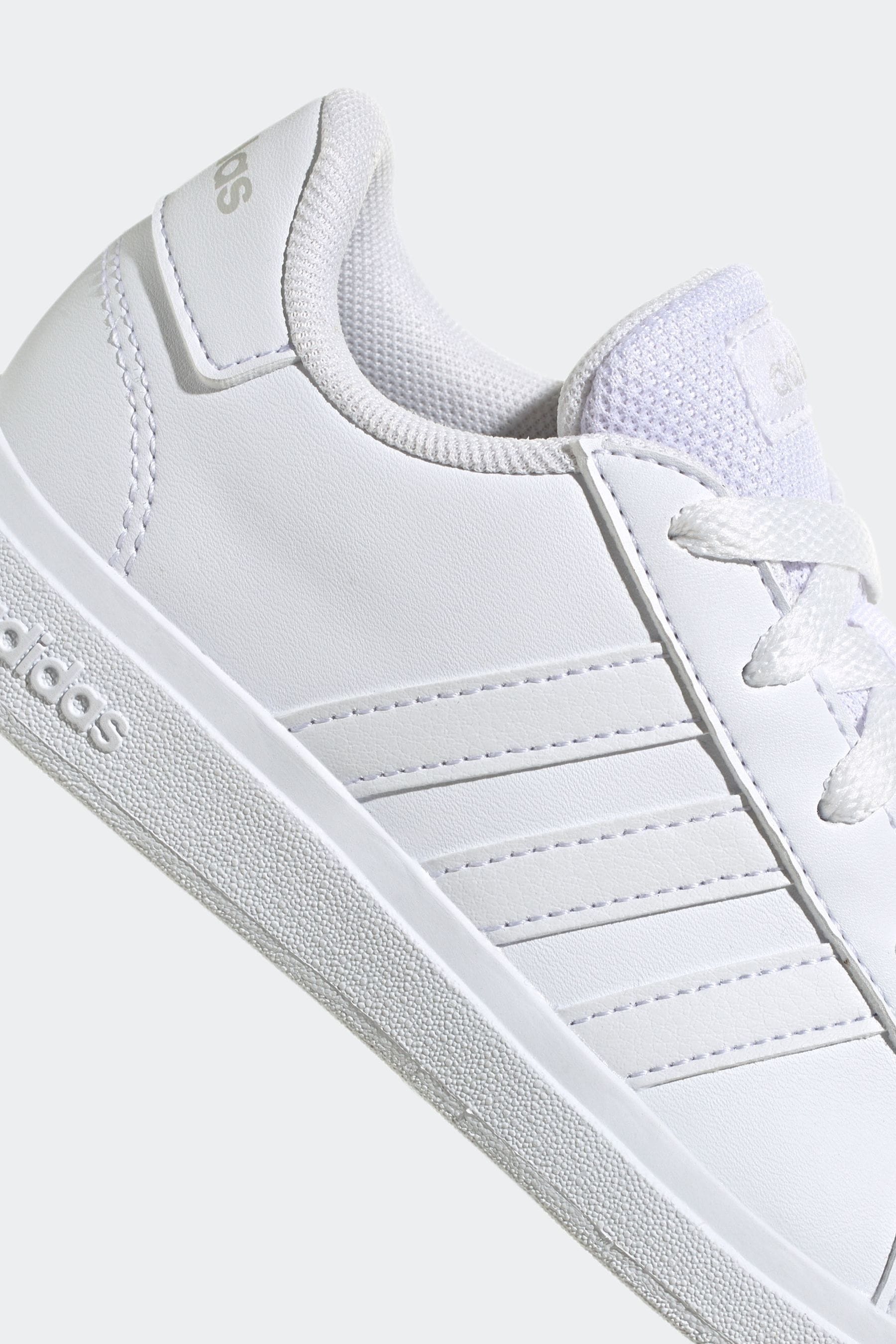 White adidas Kids Sportswear Grand Court Lifestyle Tennis Lace-Up Trainers