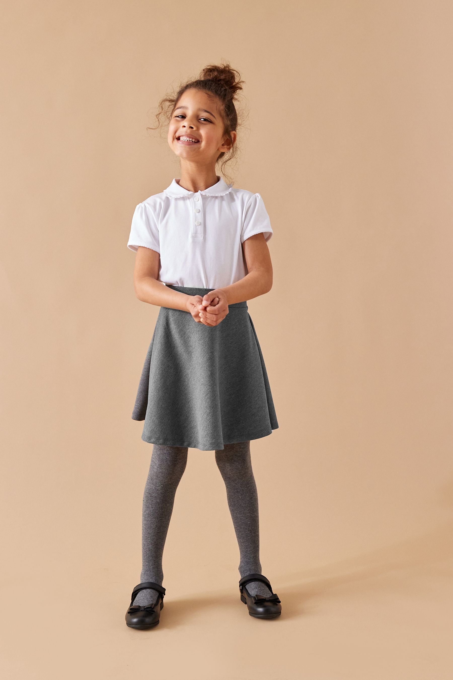 Dark Grey Regular Length Jersey Stretch Pull-On School Skater Skirt (3-17yrs)