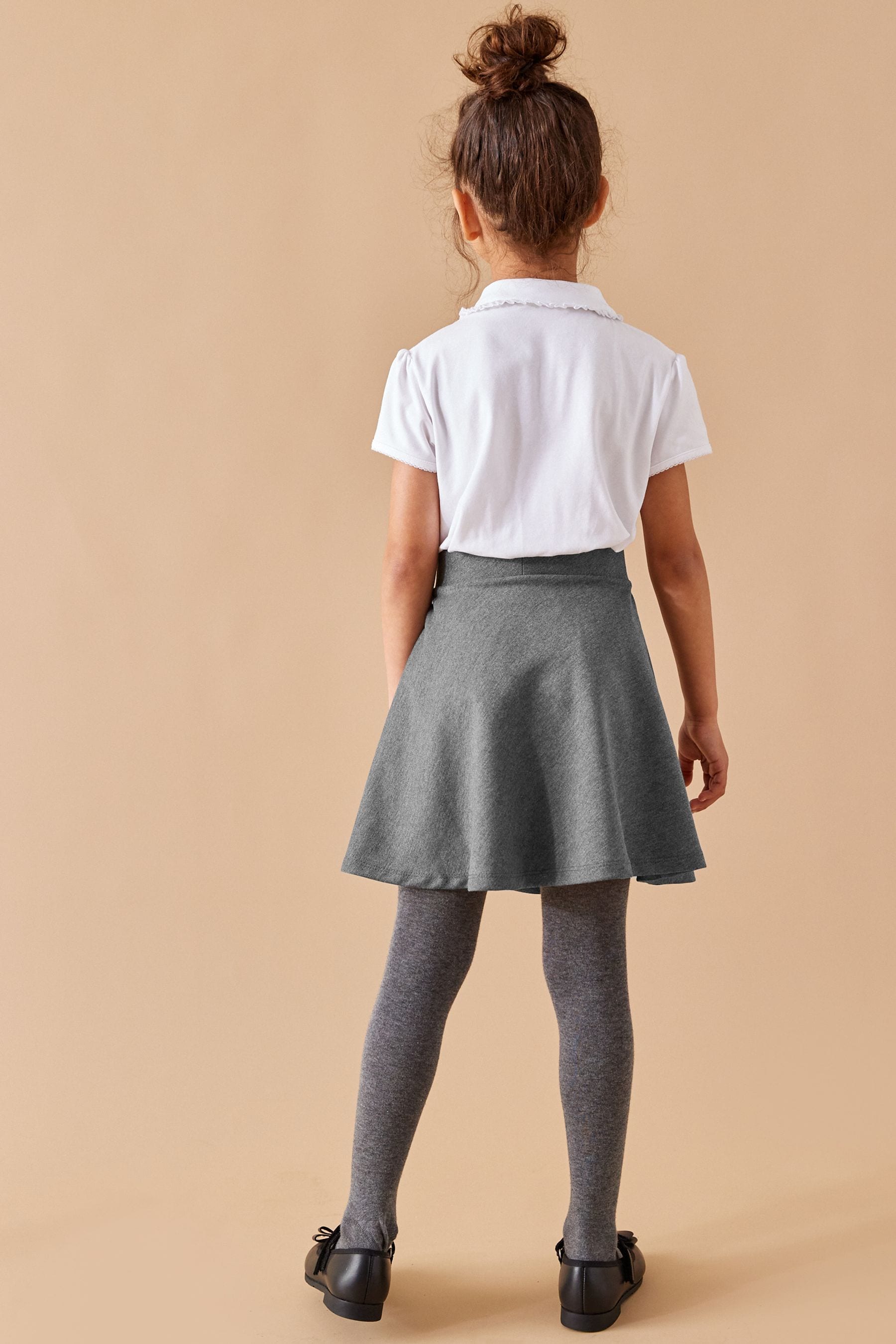 Dark Grey Regular Length Jersey Stretch Pull-On School Skater Skirt (3-17yrs)