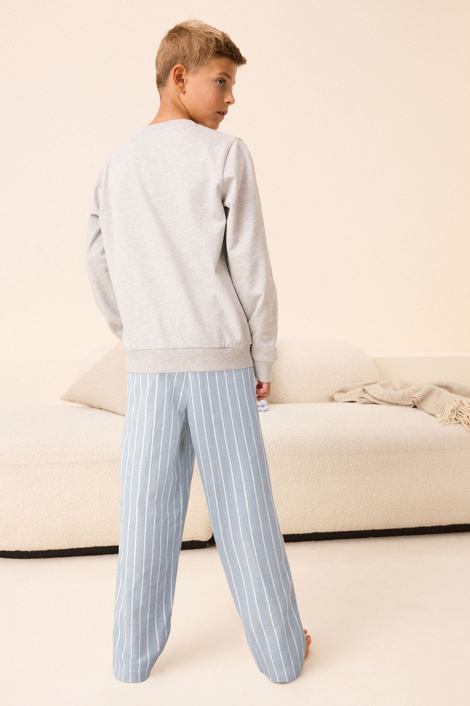 Blue Stripe Single Woven 100% Cotton Pyjamas (3-16yrs)