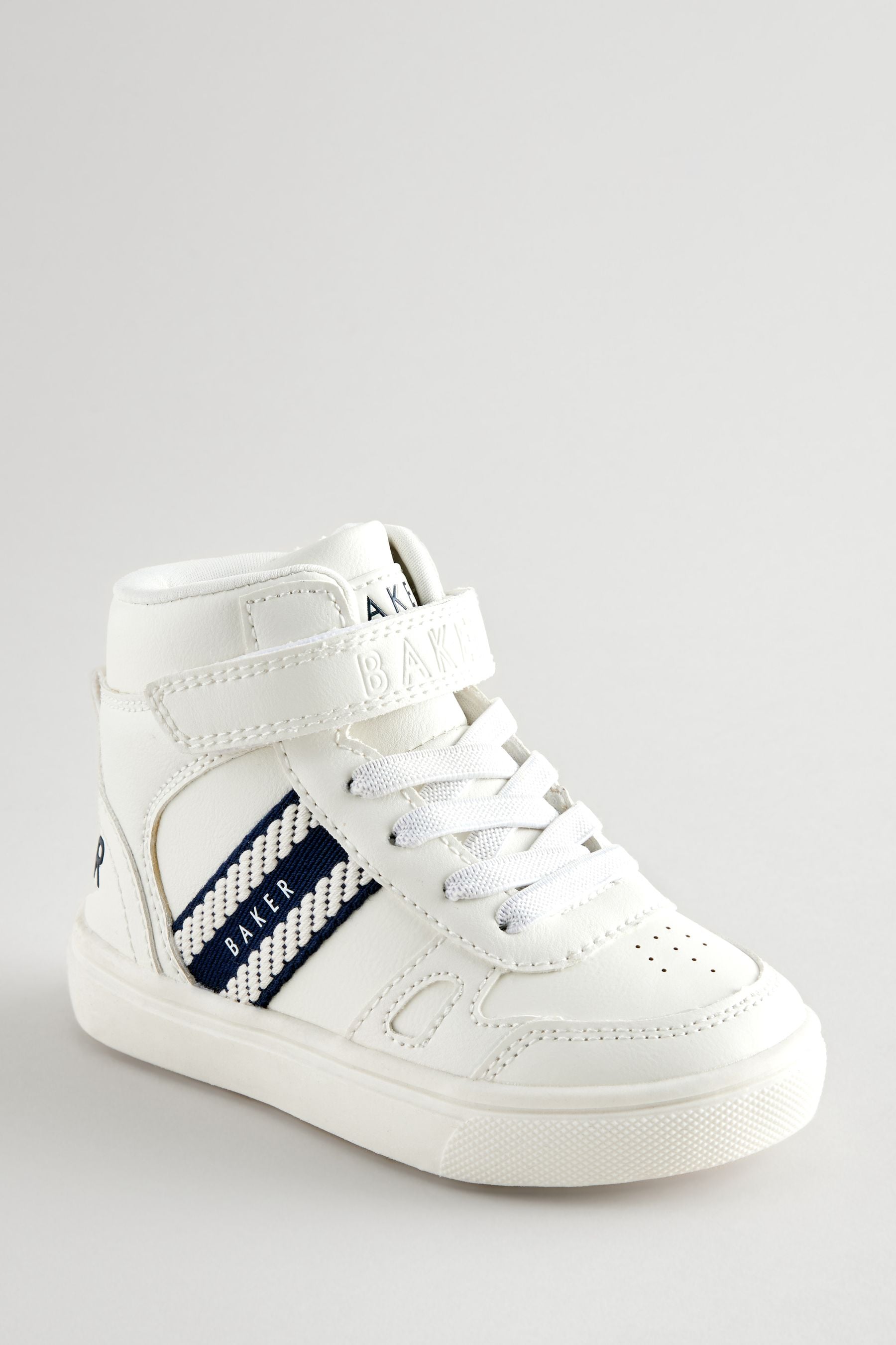 Baker by Ted Baker Boys Branded Tape Hi-Top White Trainers