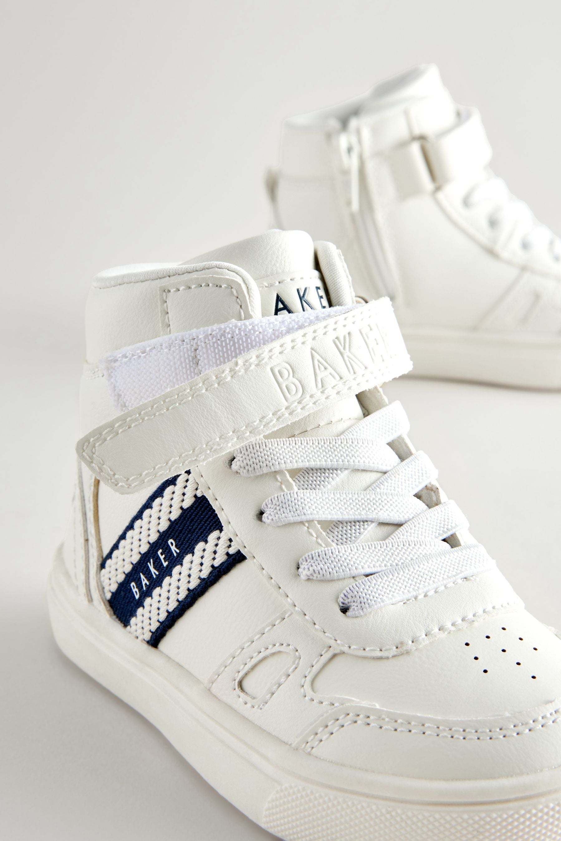 Baker by Ted Baker Boys Branded Tape Hi-Top White Trainers