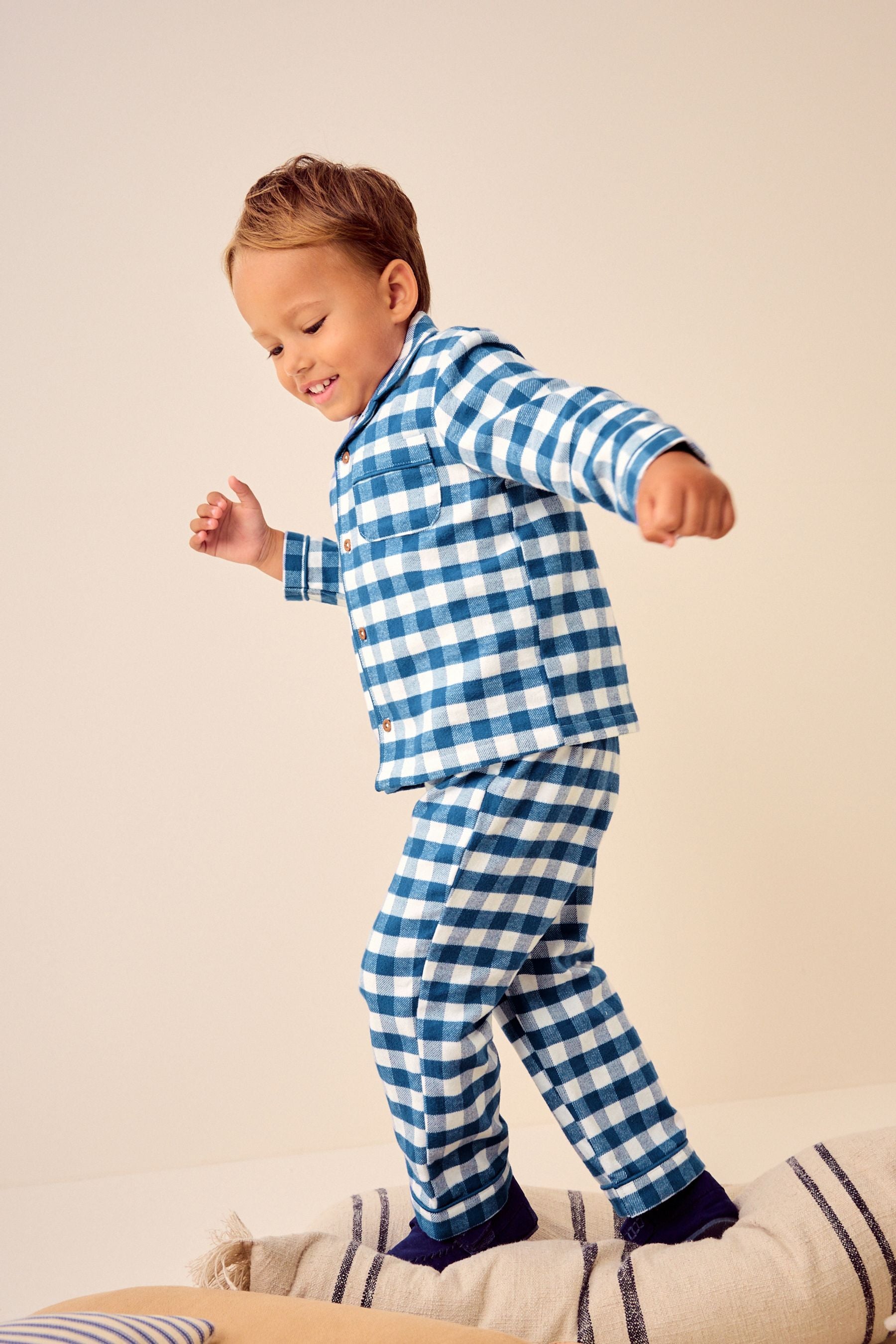 Blue/White Check Button Down Pyjamas (9mths-8yrs)