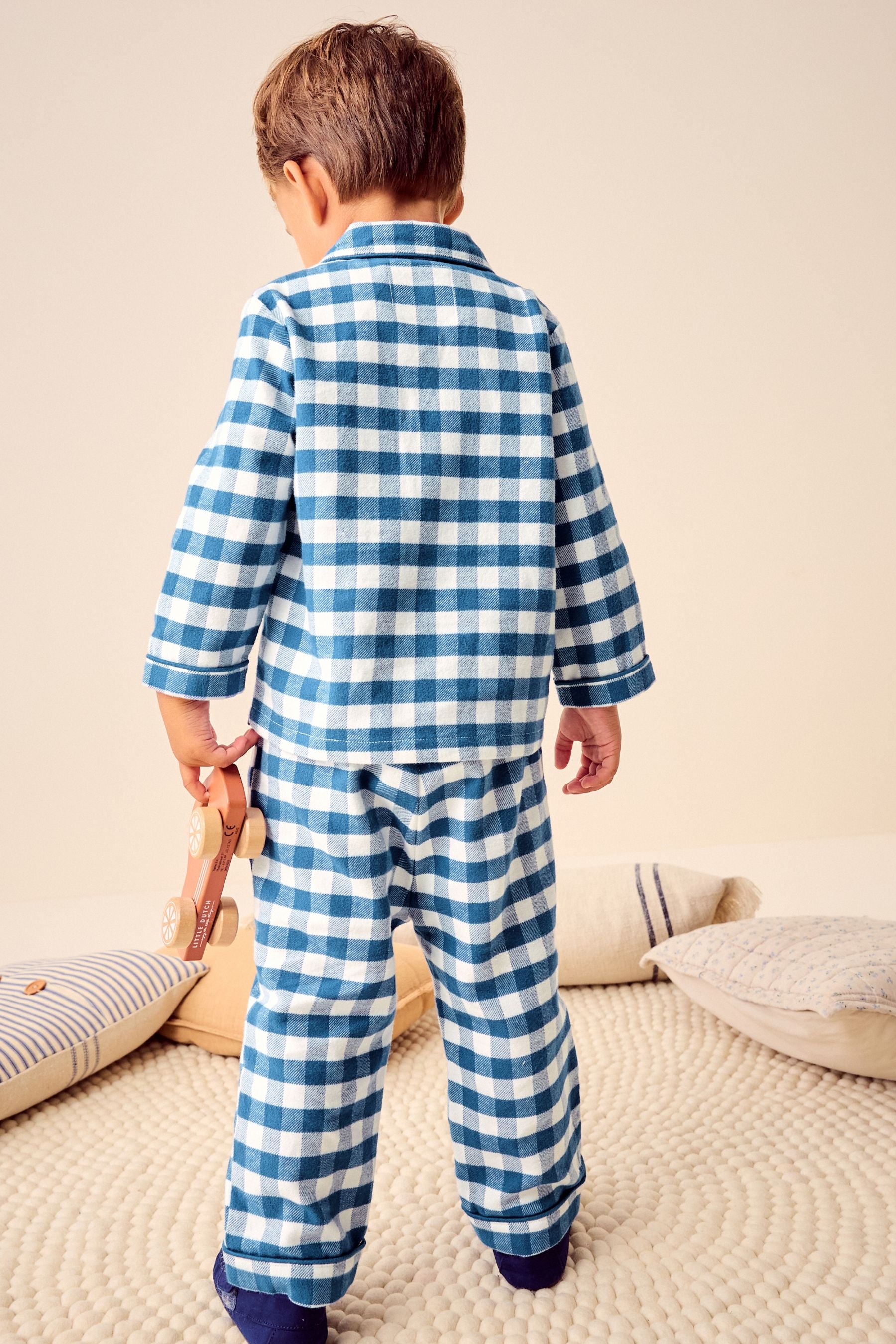 Blue/White Check Button Down Pyjamas (9mths-8yrs)