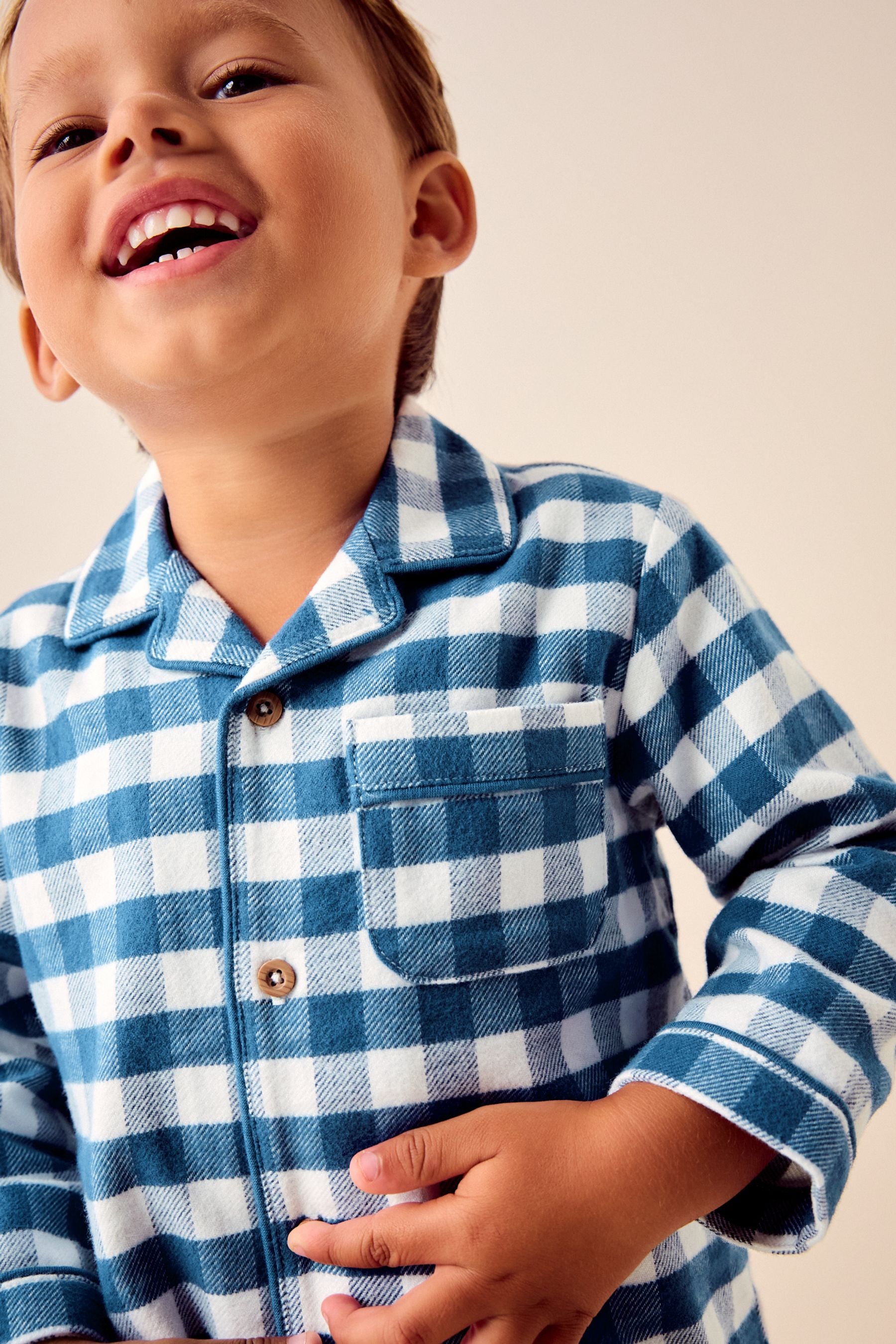 Blue/White Check Button Down Pyjamas (9mths-8yrs)