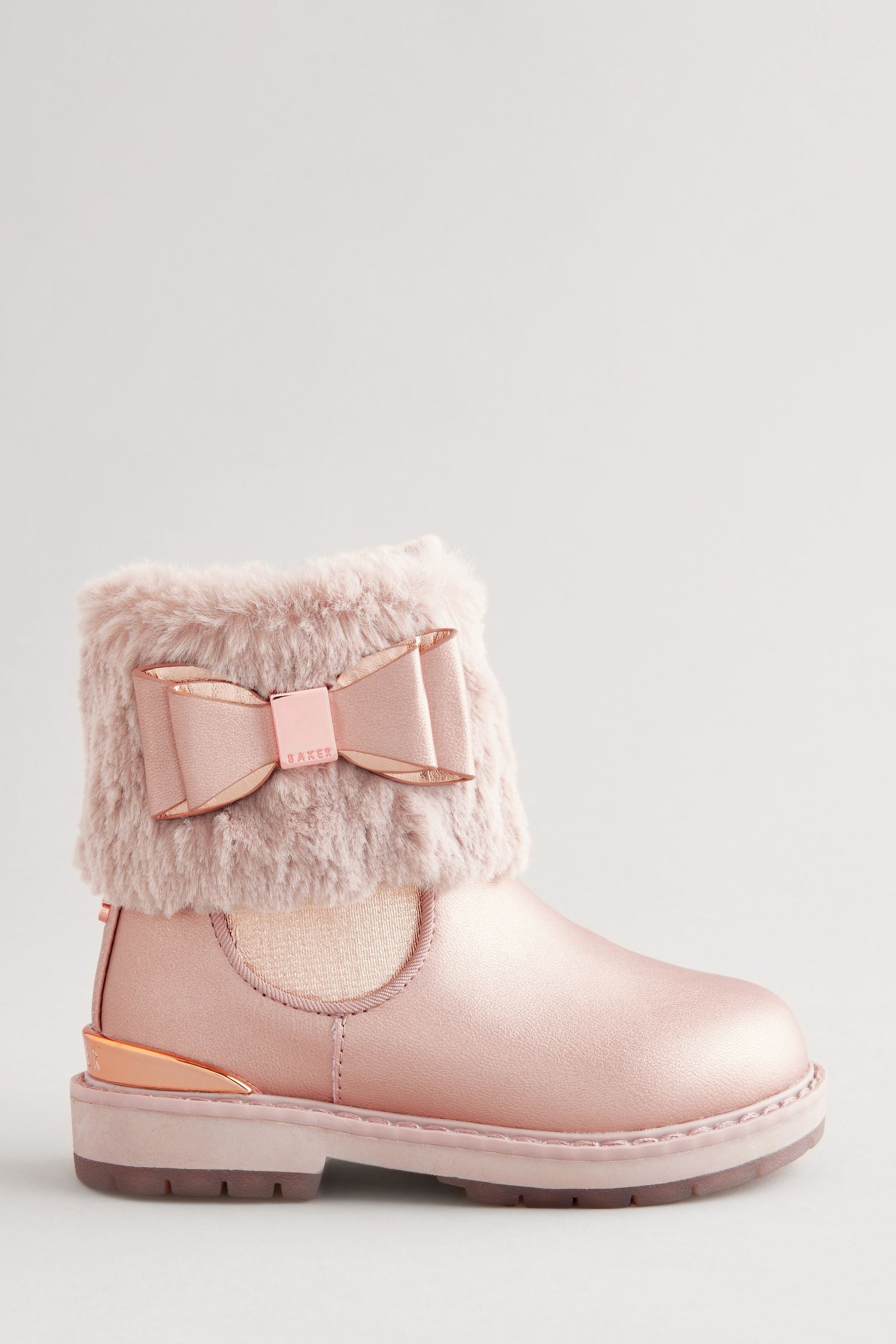 Baker by Ted Baker Girls Pink Faux Fur Cuff Boots