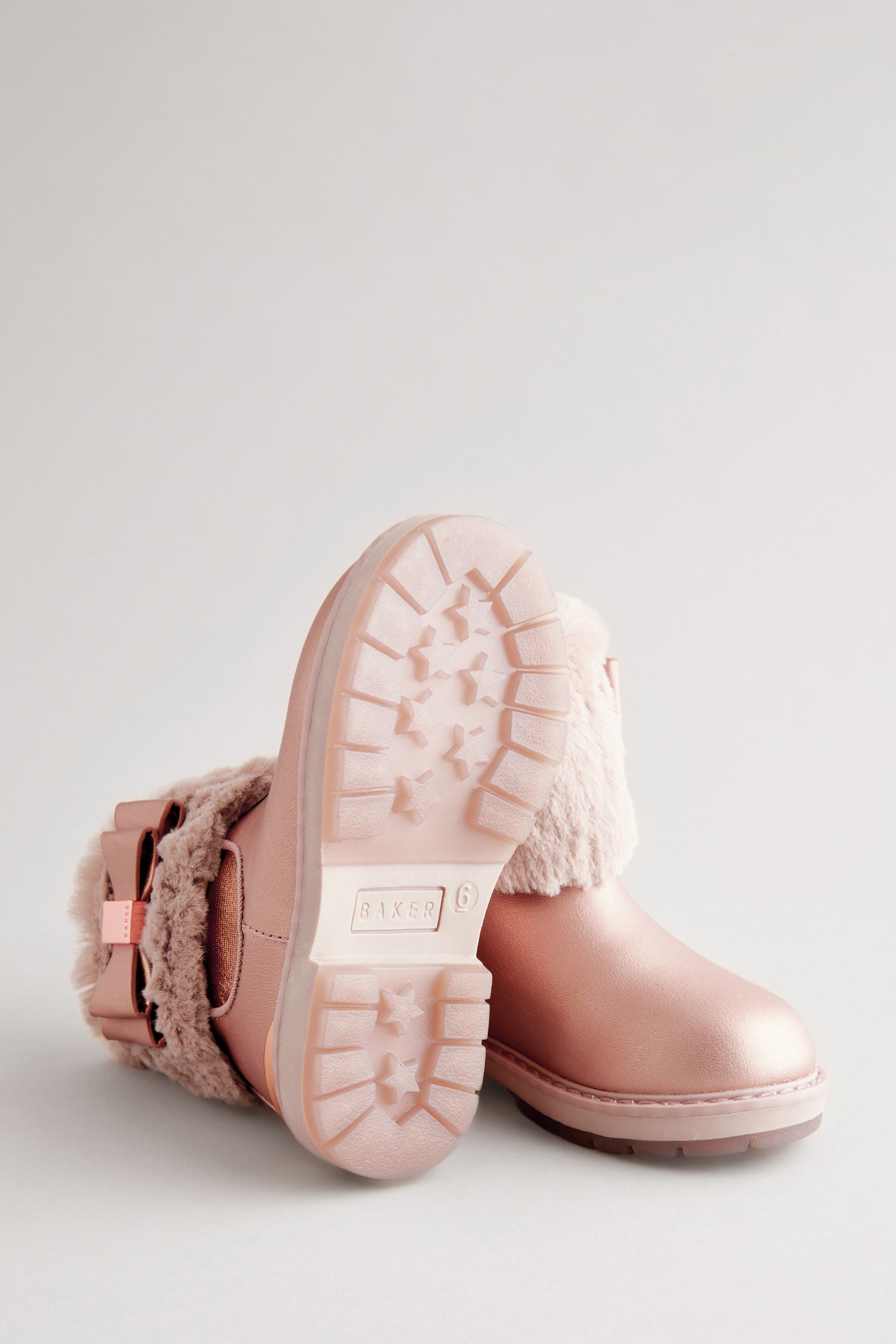 Baker by Ted Baker Girls Pink Faux Fur Cuff Boots