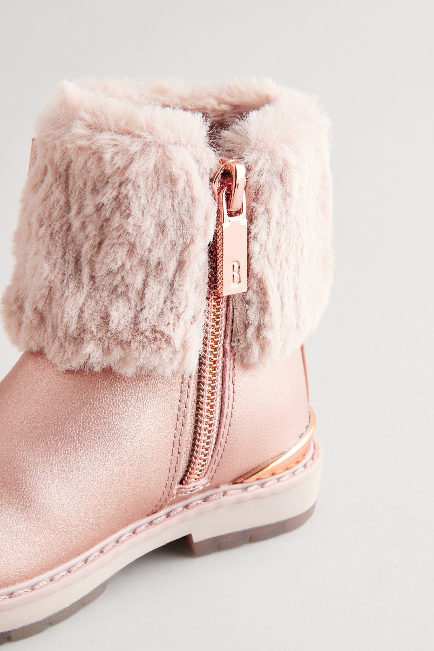 Baker by Ted Baker Girls Pink Faux Fur Cuff Boots