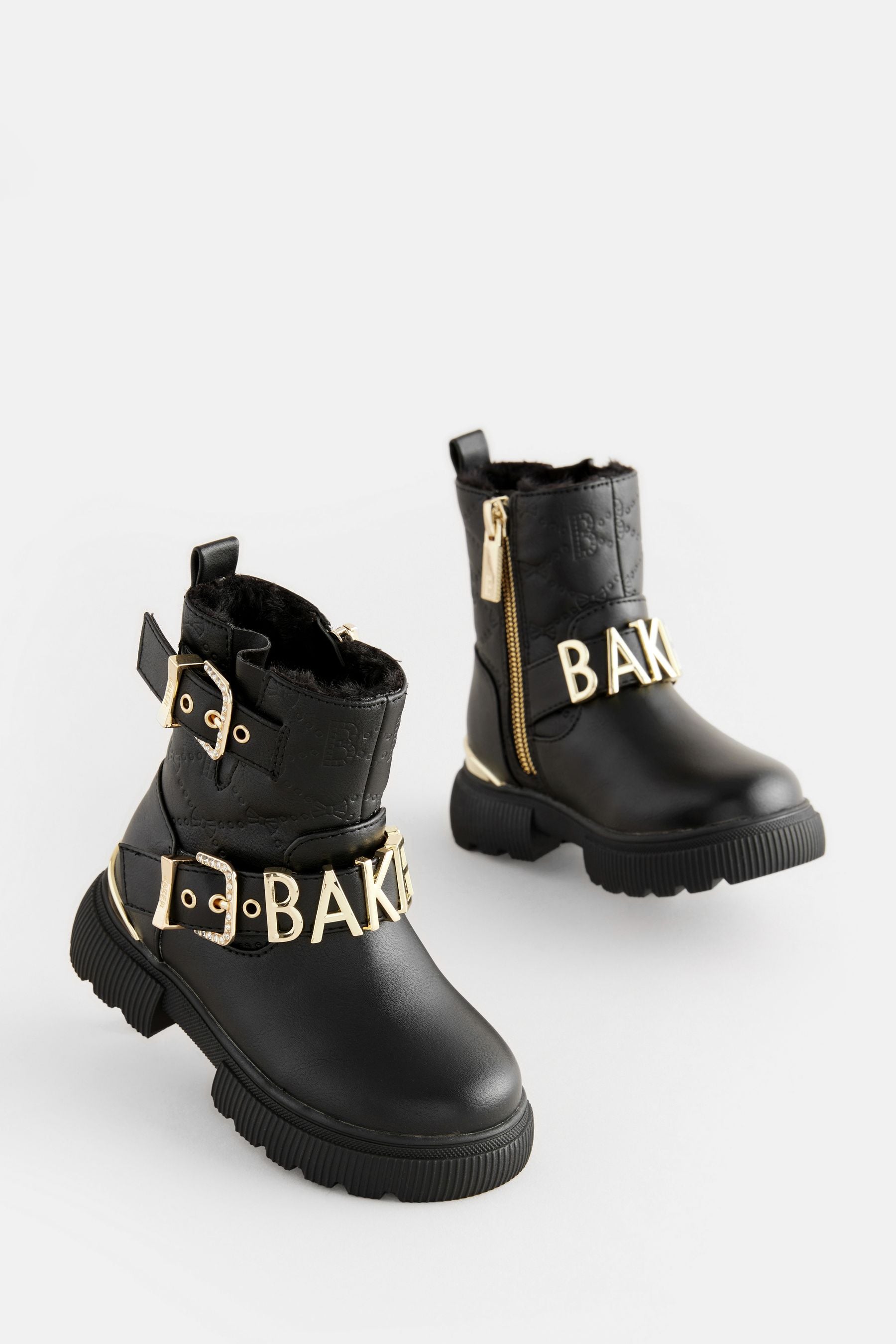 Baker by Ted Baker Girls Gold Buckled Black Boots