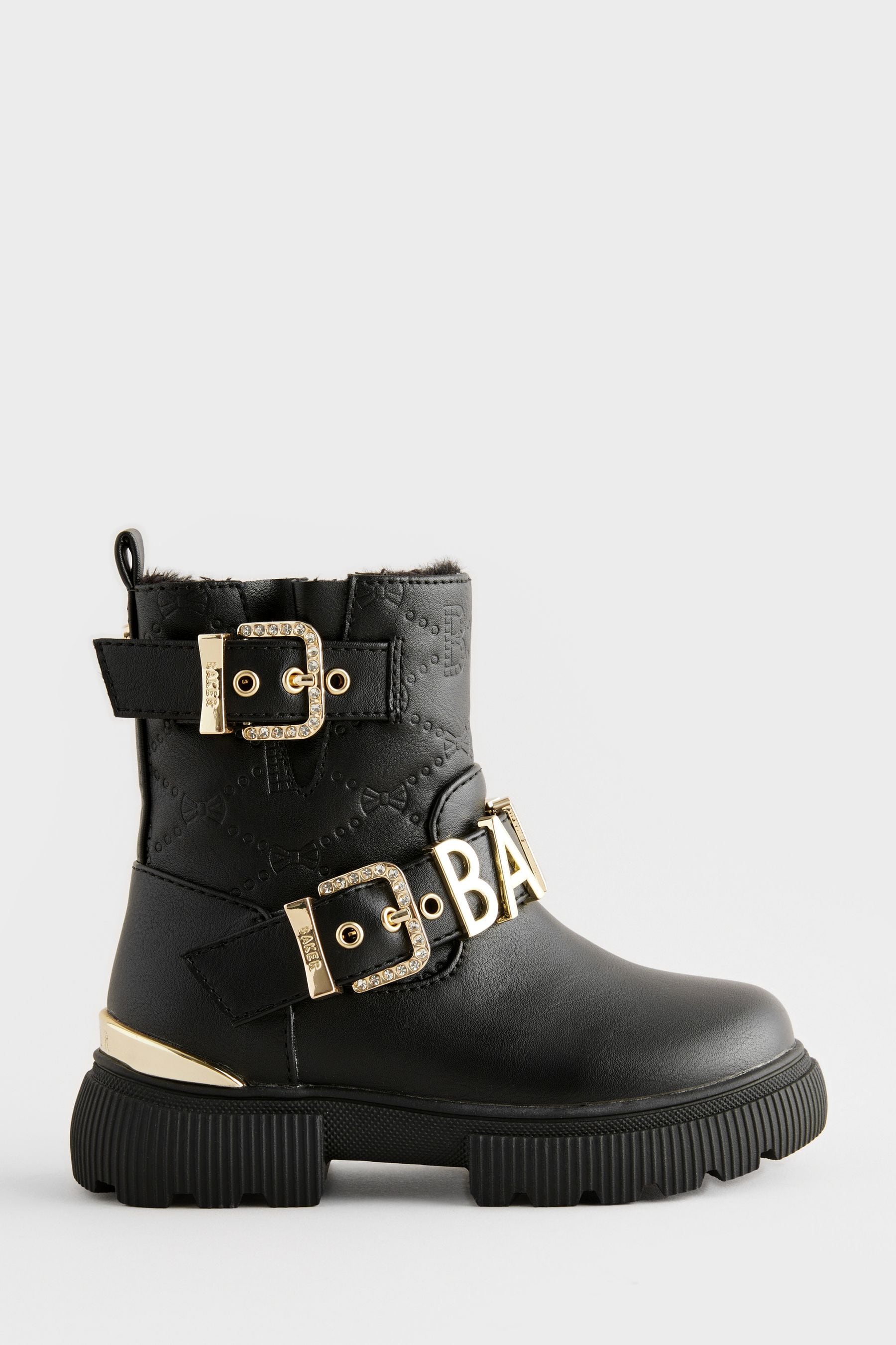 Baker by Ted Baker Girls Gold Buckled Black Boots