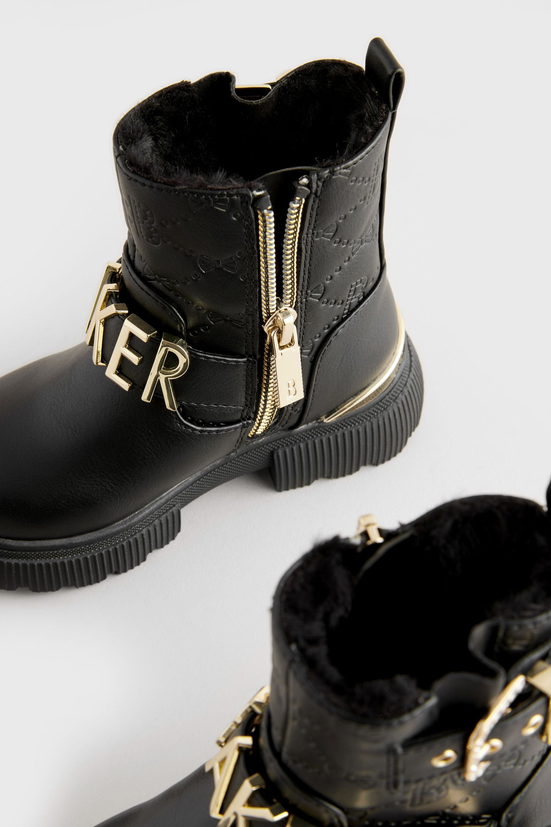 Baker by Ted Baker Girls Gold Buckled Black Boots