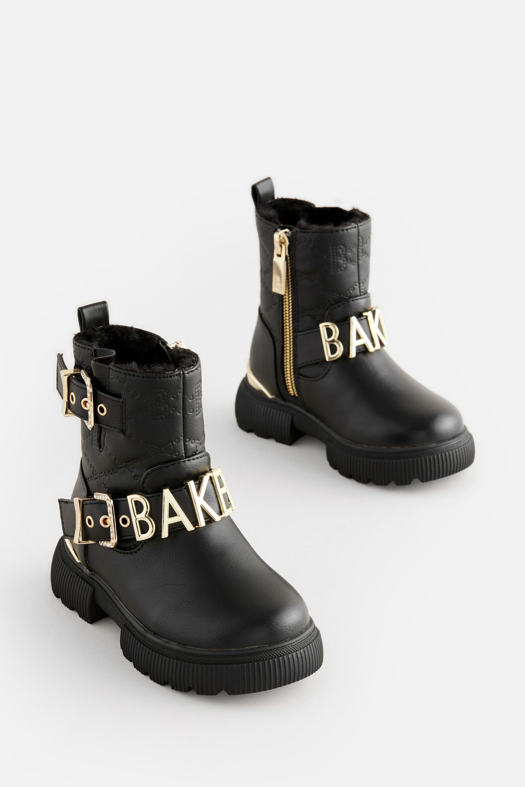 Baker by Ted Baker Girls Gold Buckled Black Boots