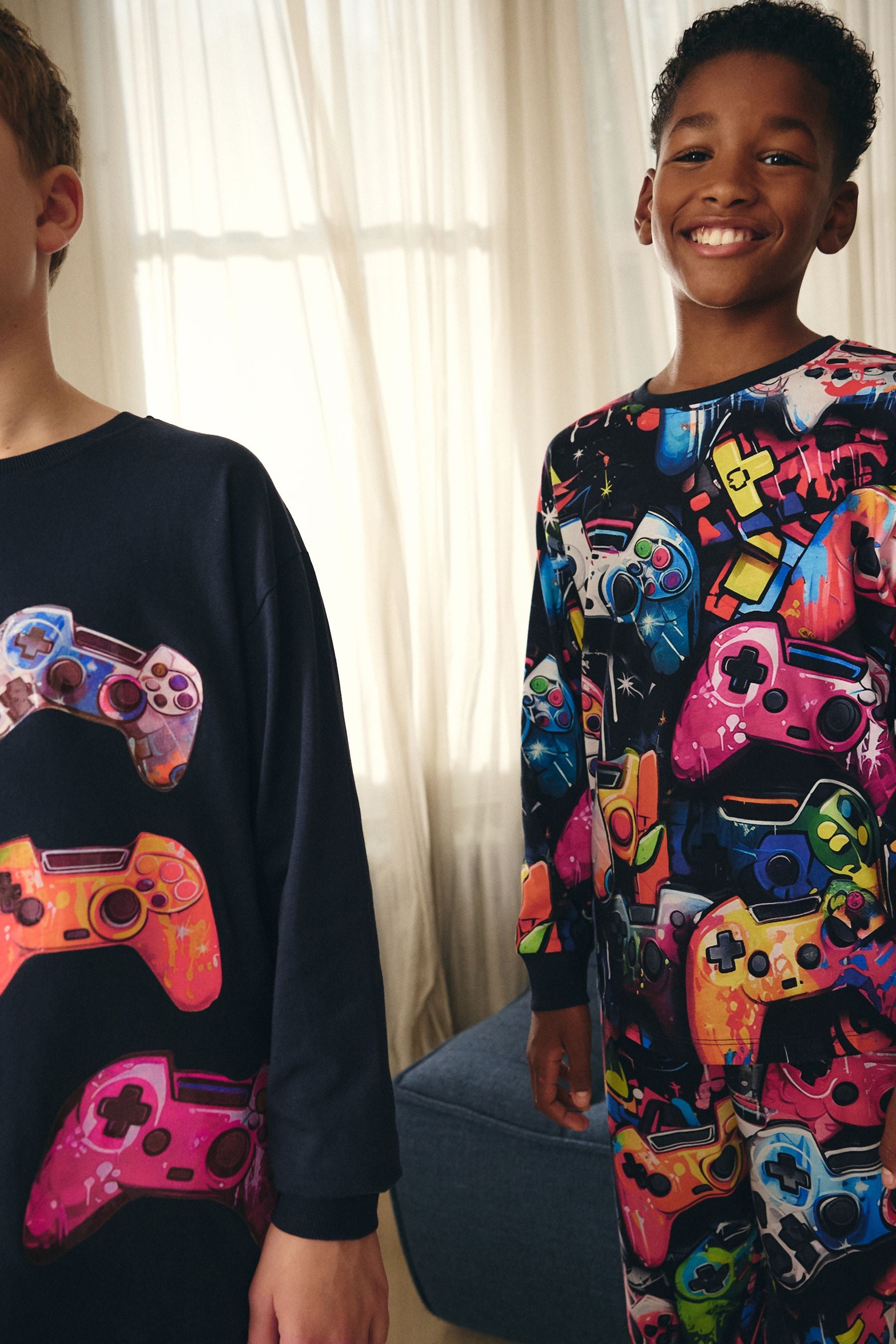 Black/Pink Game Controller 100% Cotton Long Sleeve Pyjamas 2 Pack (3-16yrs)