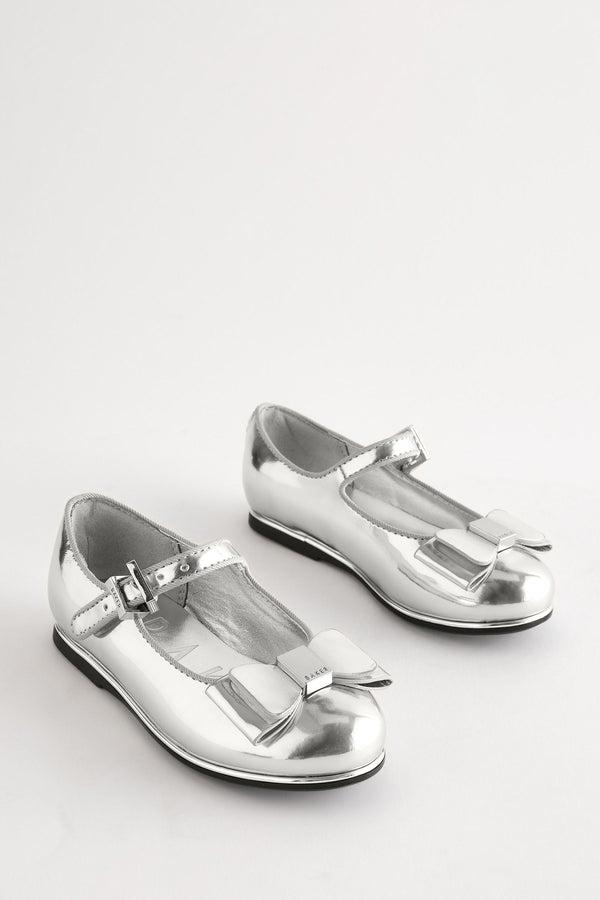 Silver Baker by Ted Baker Girls Mary Jane Bow Occasion Shoes