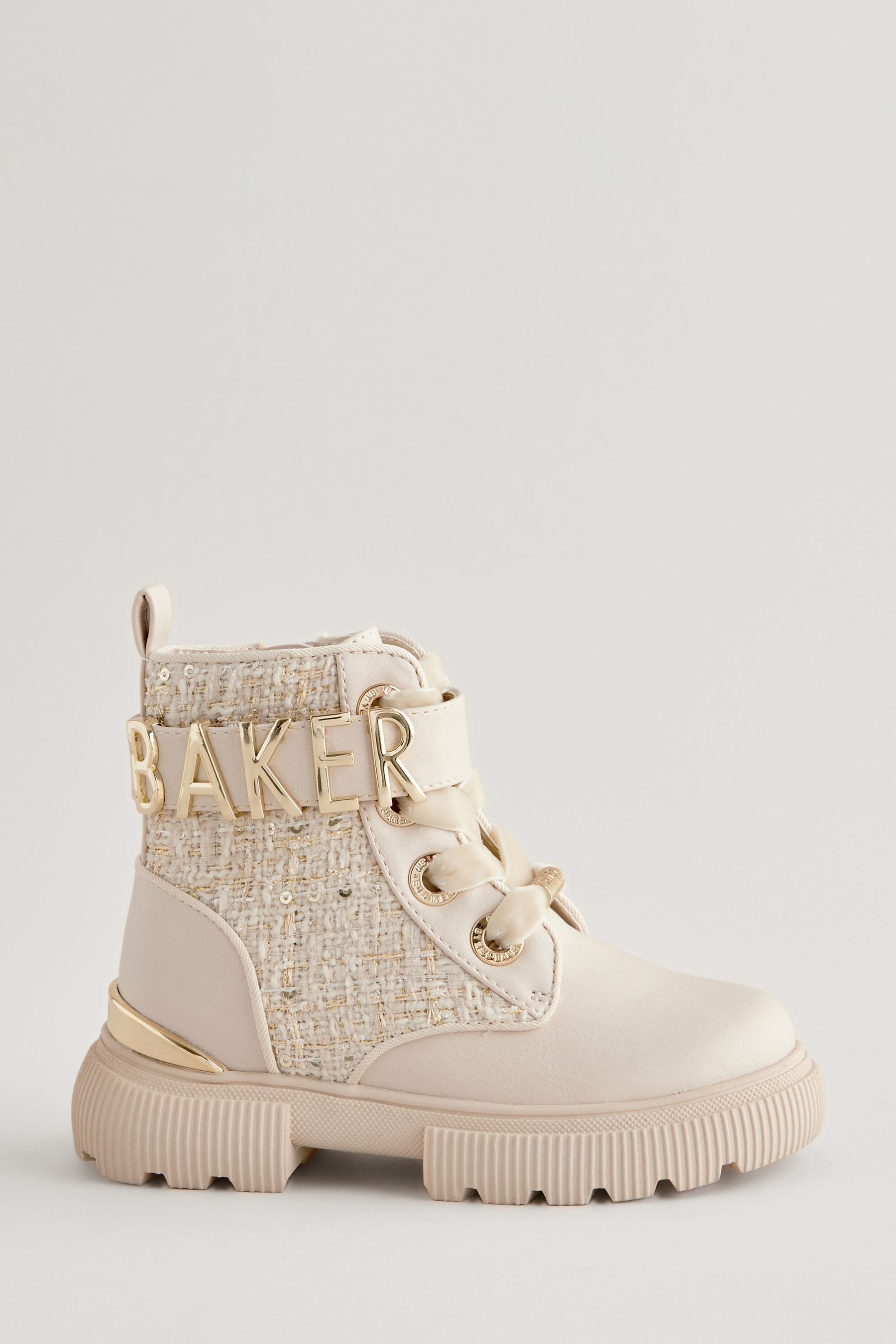 Baker by Ted Baker Bone Boucle Lace Up Boots