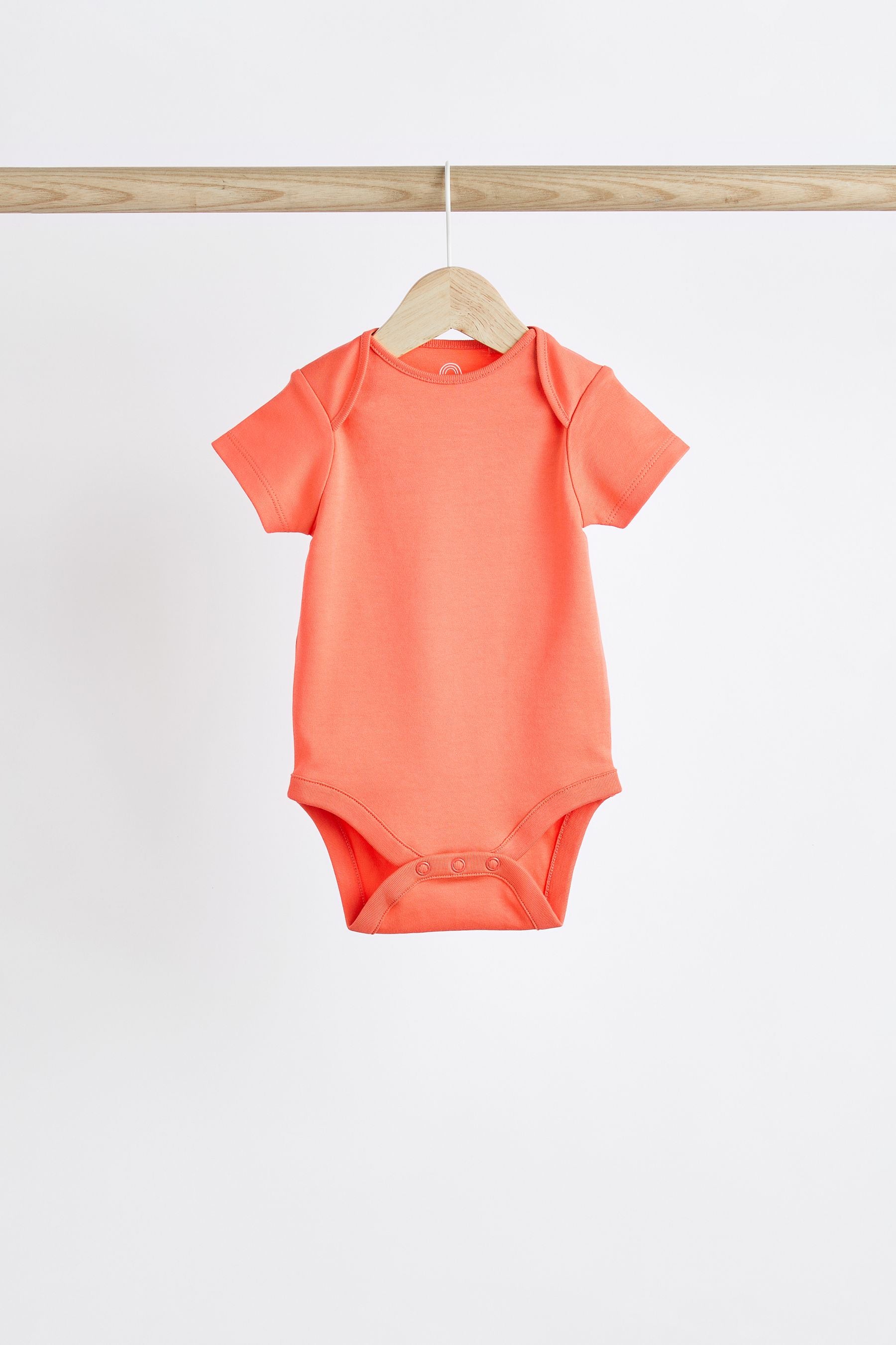 Bright Plain Short Sleeve Baby Bodysuits 5 Pack