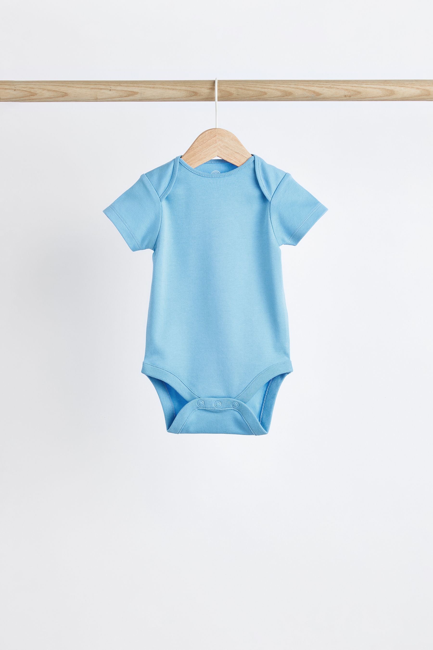 Bright Plain Short Sleeve Baby Bodysuits 5 Pack