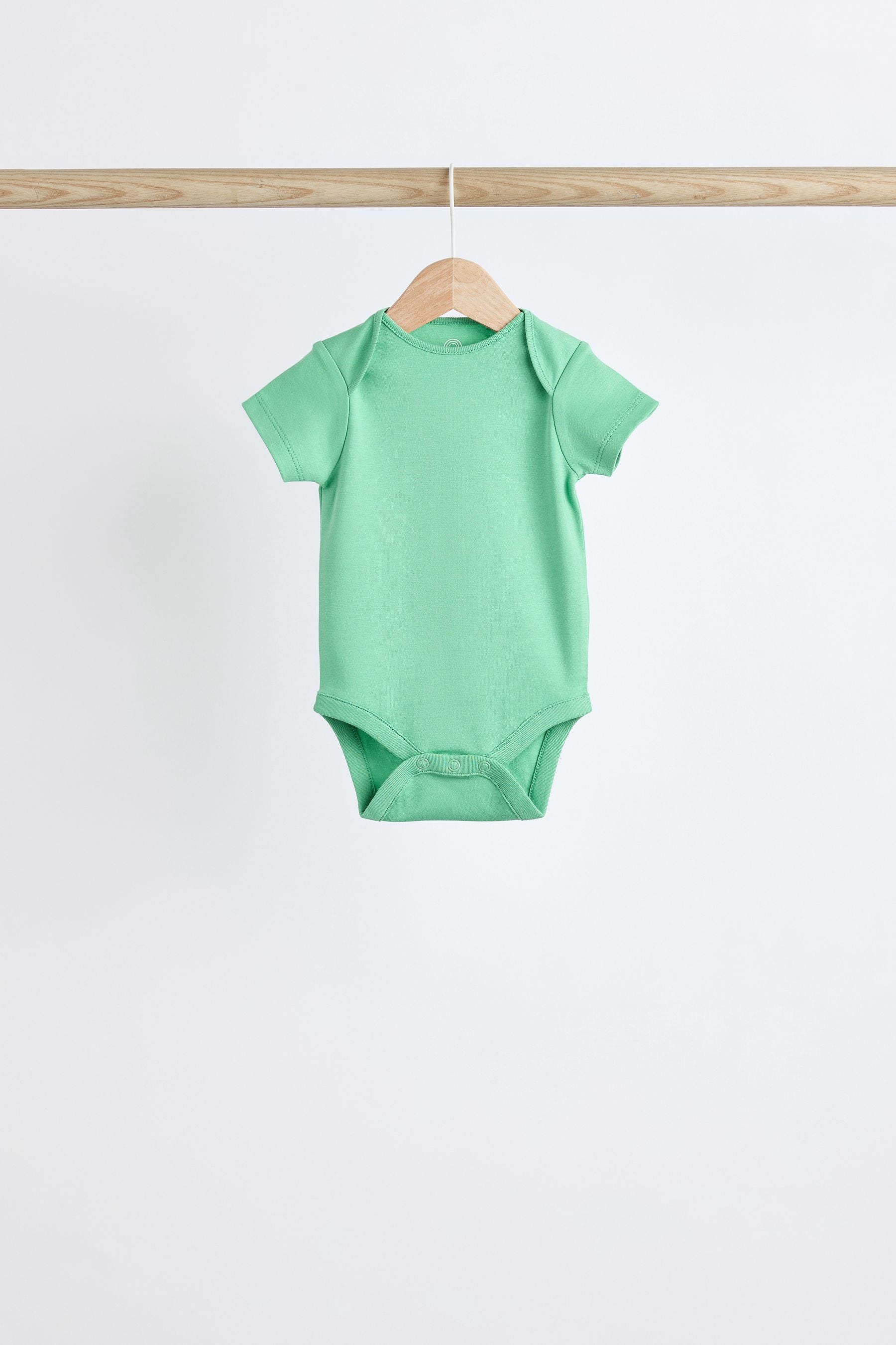 Bright Plain Short Sleeve Baby Bodysuits 5 Pack