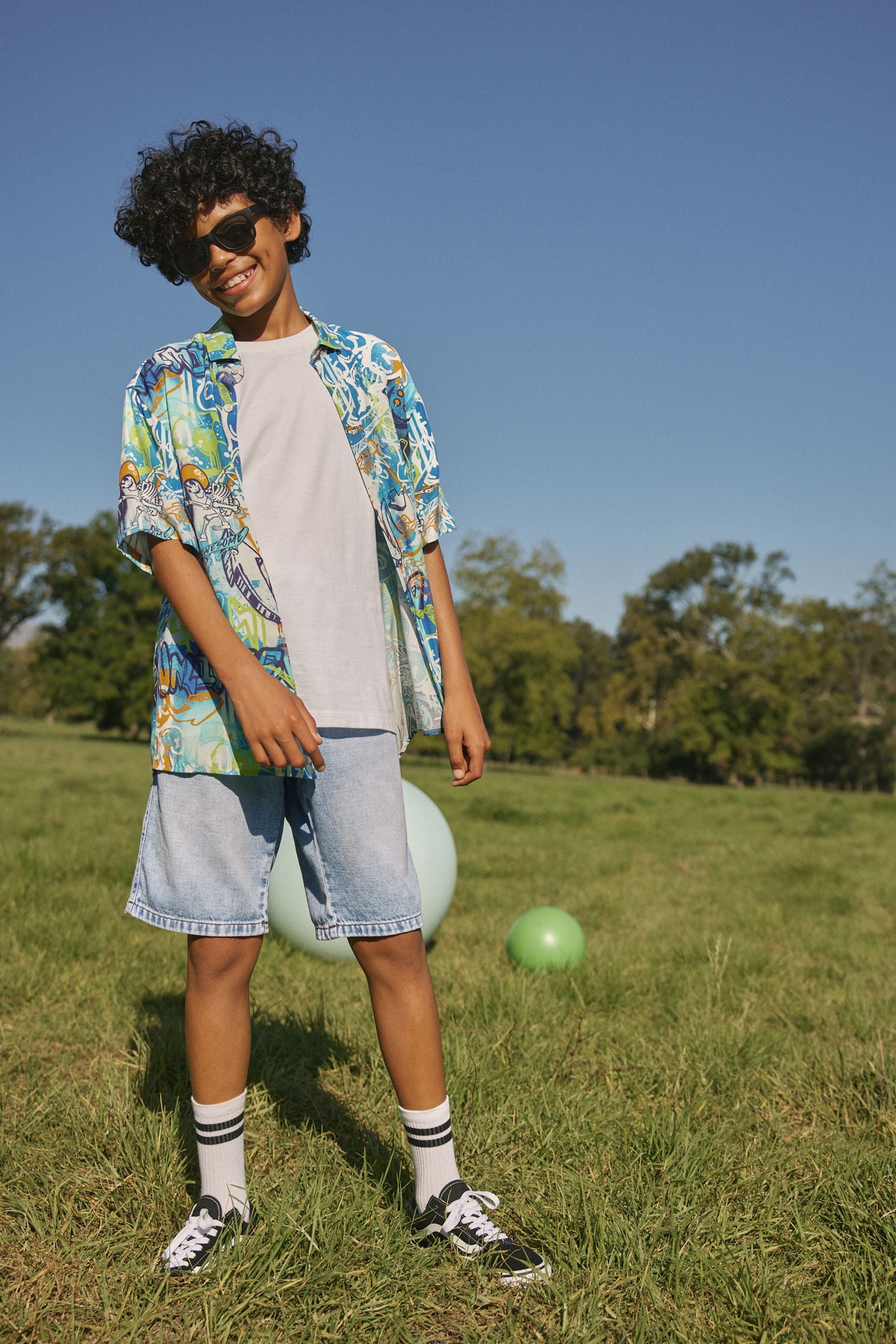 Multi Palms Short Sleeve Printed Shirt (3-16yrs)