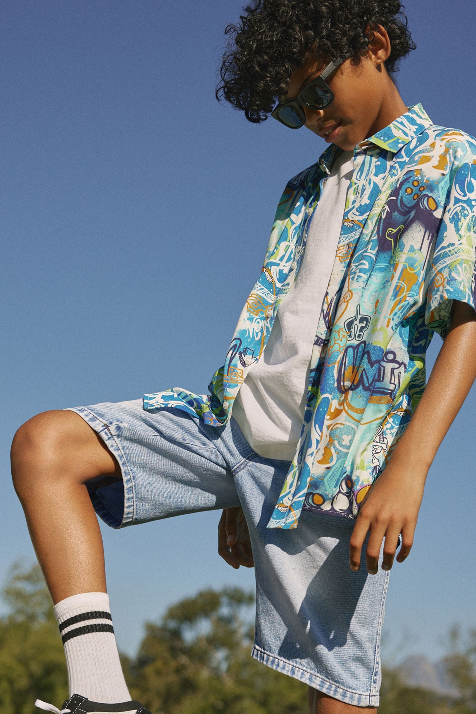 Multi Palms Short Sleeve Printed Shirt (3-16yrs)