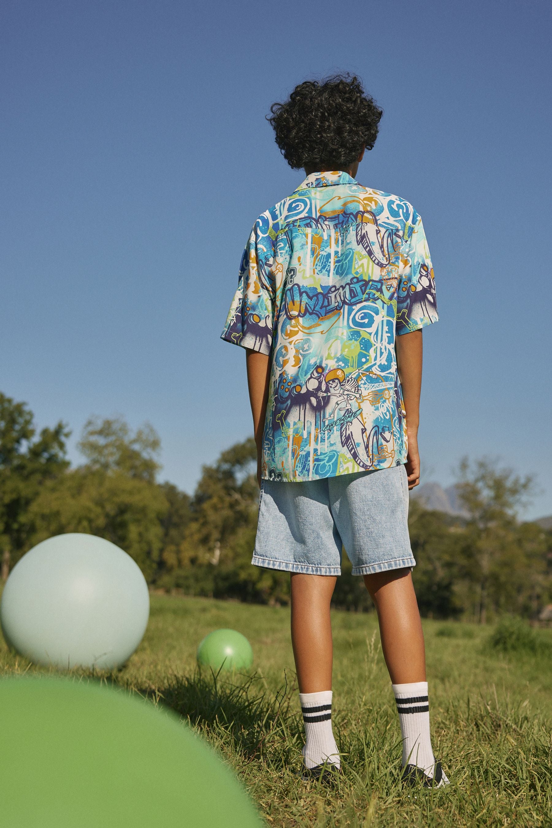 Multi Palms Short Sleeve Printed Shirt (3-16yrs)