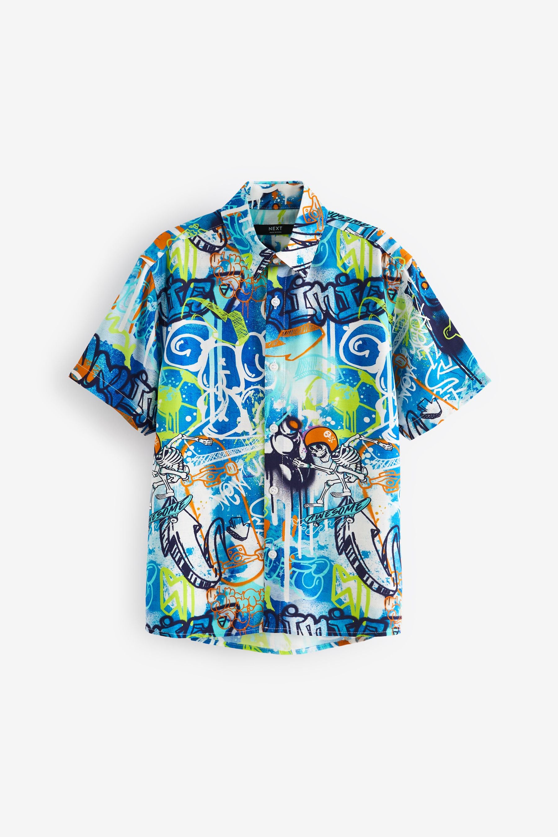 Multi Palms Short Sleeve Printed Shirt (3-16yrs)