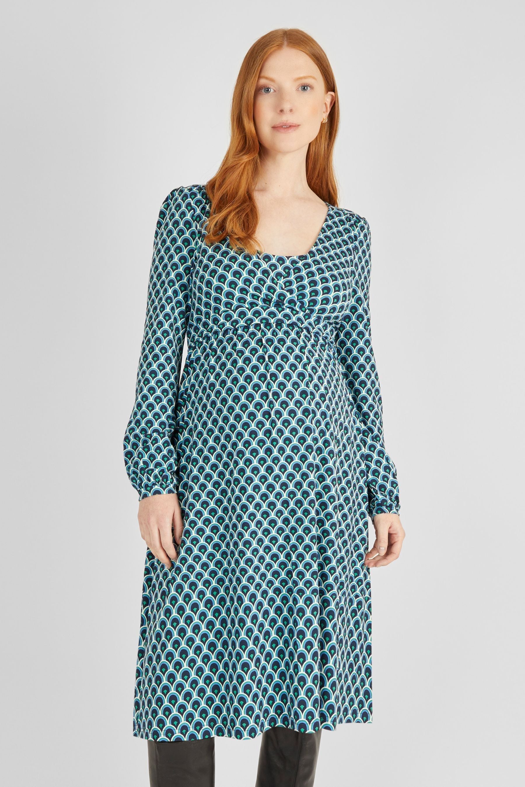 JoJo Maman B?©b?© Navy Geo Maternity & Nursing Wrap Dress