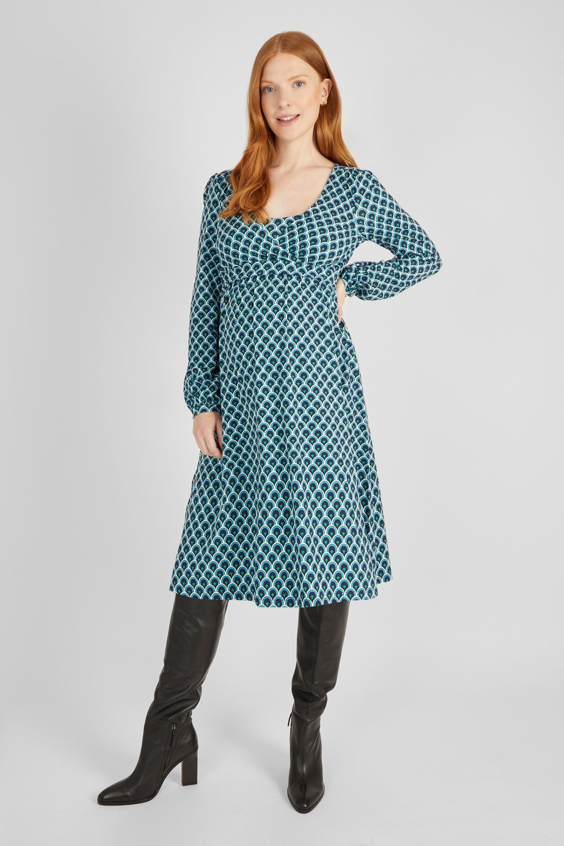 JoJo Maman B?©b?© Navy Geo Maternity & Nursing Wrap Dress