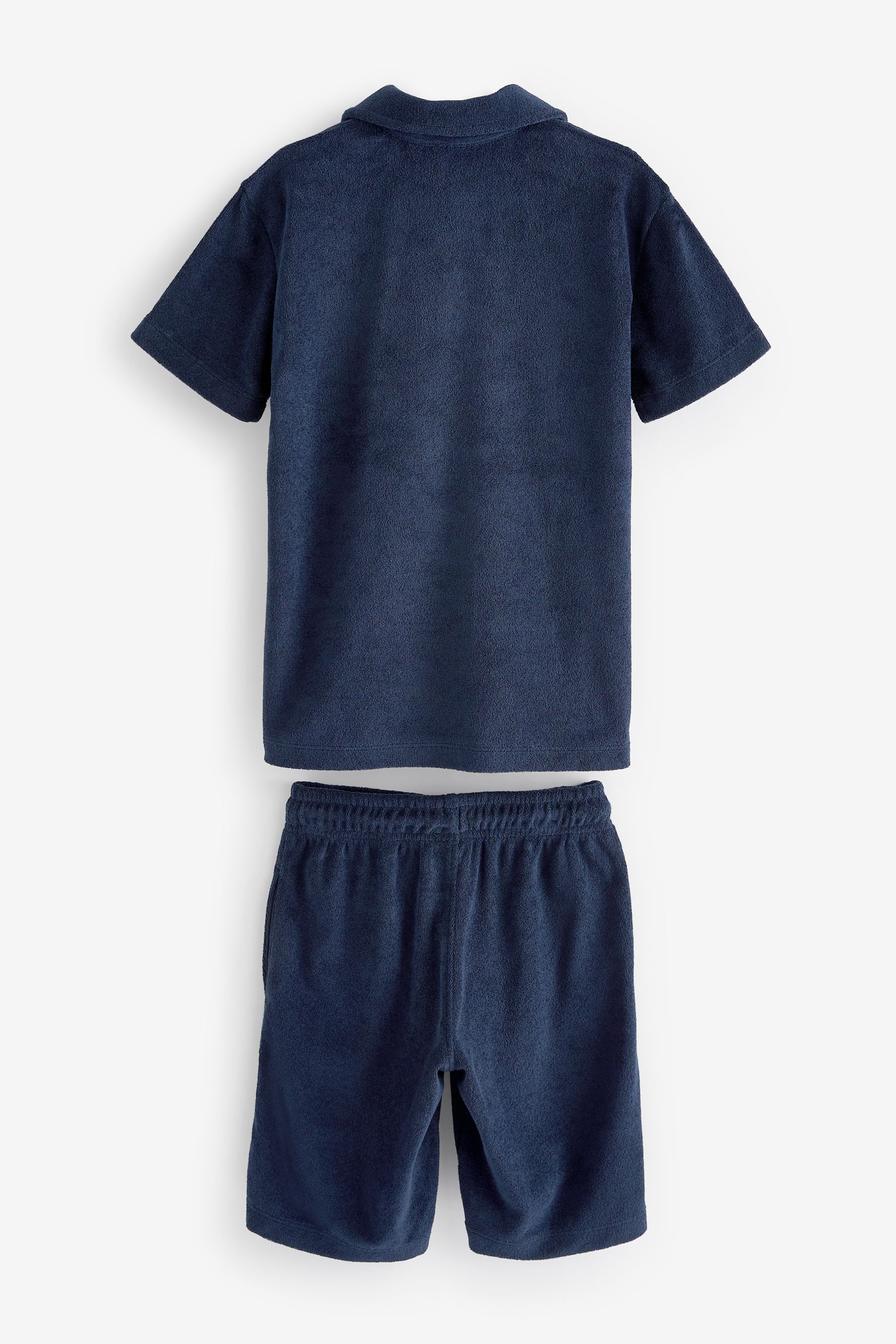 Navy Blue Towelling Short Sleeve Shirt and Shorts Set (3-16yrs)