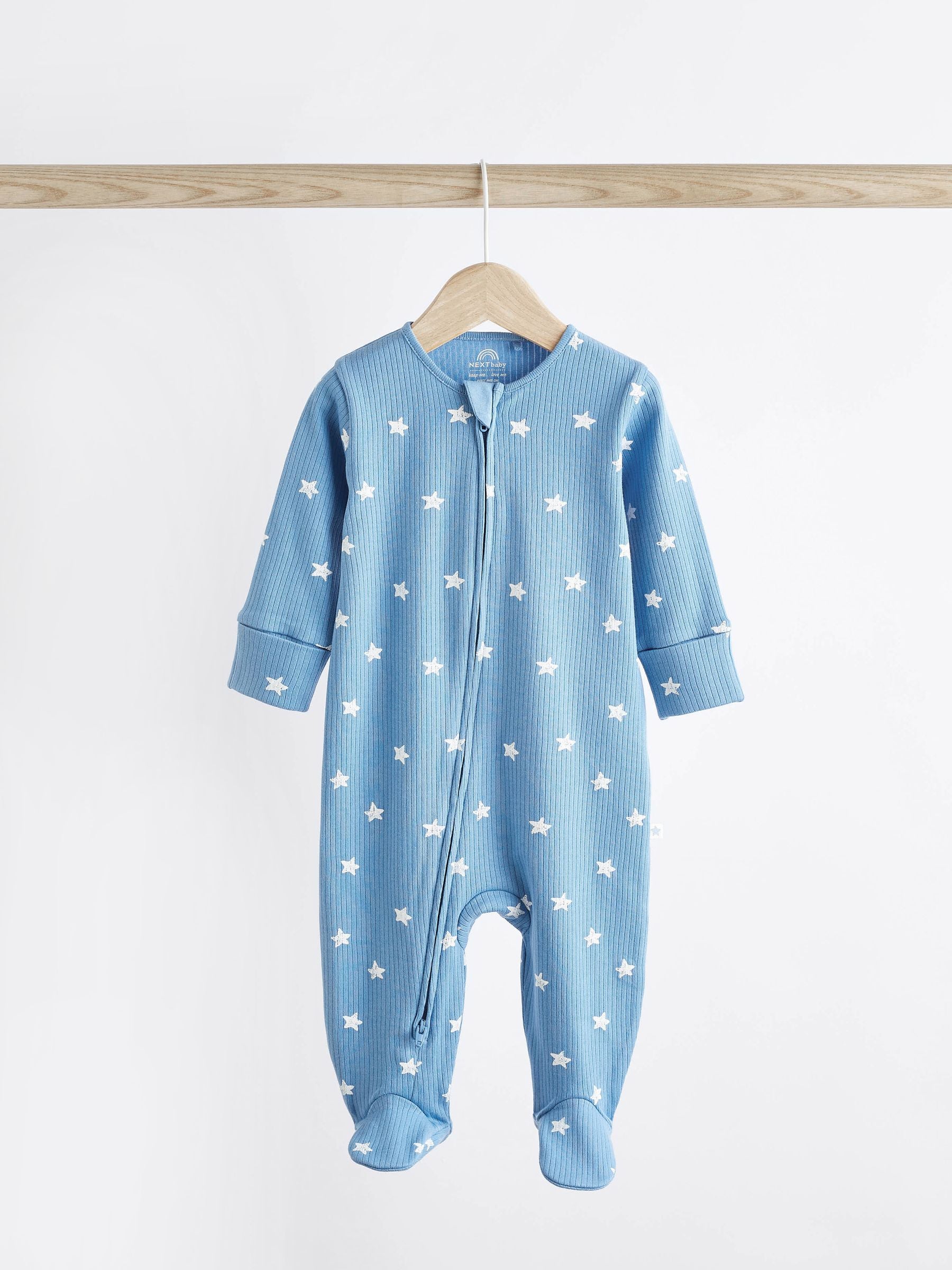 Blue Bunny Baby 100% Cotton Zipped Sleepsuits 4 Pack (0mths-2yrs)