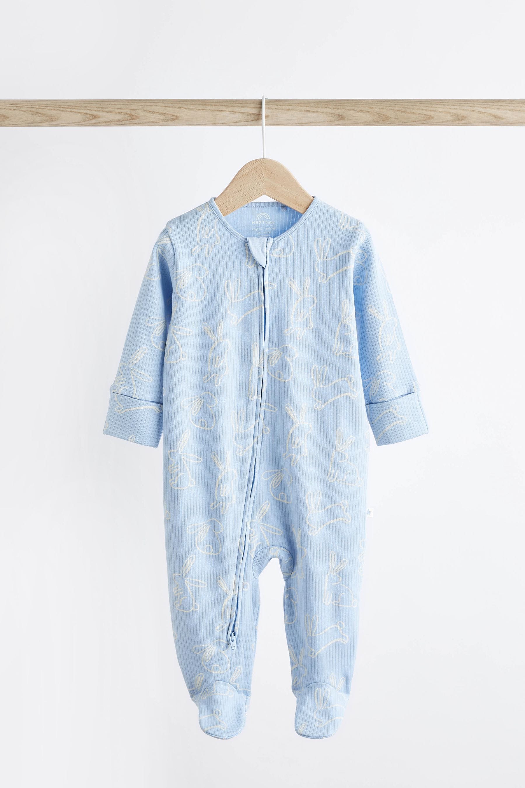 Blue Bunny Baby Zipped Sleepsuits 4 Pack (0mths-2yrs)